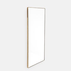 Midcentury Italian Modernist Grand Scale Rectangular Brass Beveled Mirror, 1950s