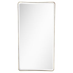 1950s Italian Modernist Grand Scale Shaped Brass Beveled Mirror