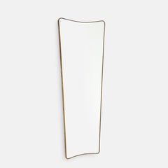 Midcentury Italian Modernist Grand Scale Shaped Brass Wall Mirror, 1950s