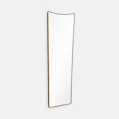 Midcentury Italian Modernist Grand Scale Shaped Brass Wall Mirror, 1950s