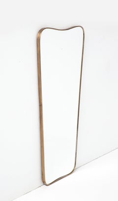 1950s Italian Modernist Large Shaped Brass Mirror (Miroir en laiton)