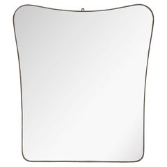 1950s Italian Modernist Large Shaped Brass Mirror (Miroir en laiton)