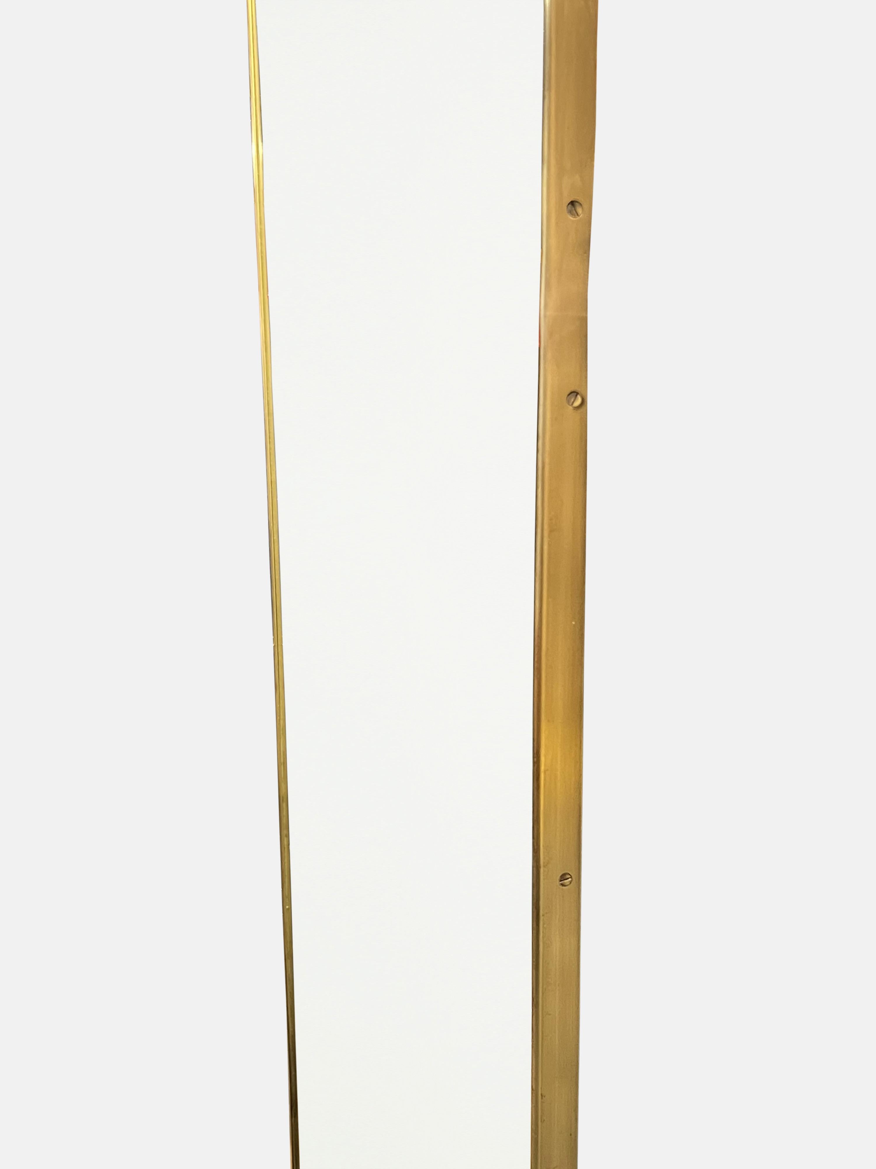 1950s Italian Modernist Pair of Grand Scale Brass Wall Mirrors For Sale 5