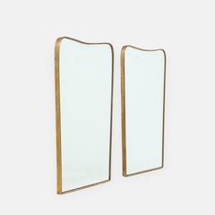 1950s Italian Modernist Pair of Shaped Brass Mirrors