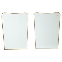 1950s Italian Modernist Pair of Shaped Brass Mirrors