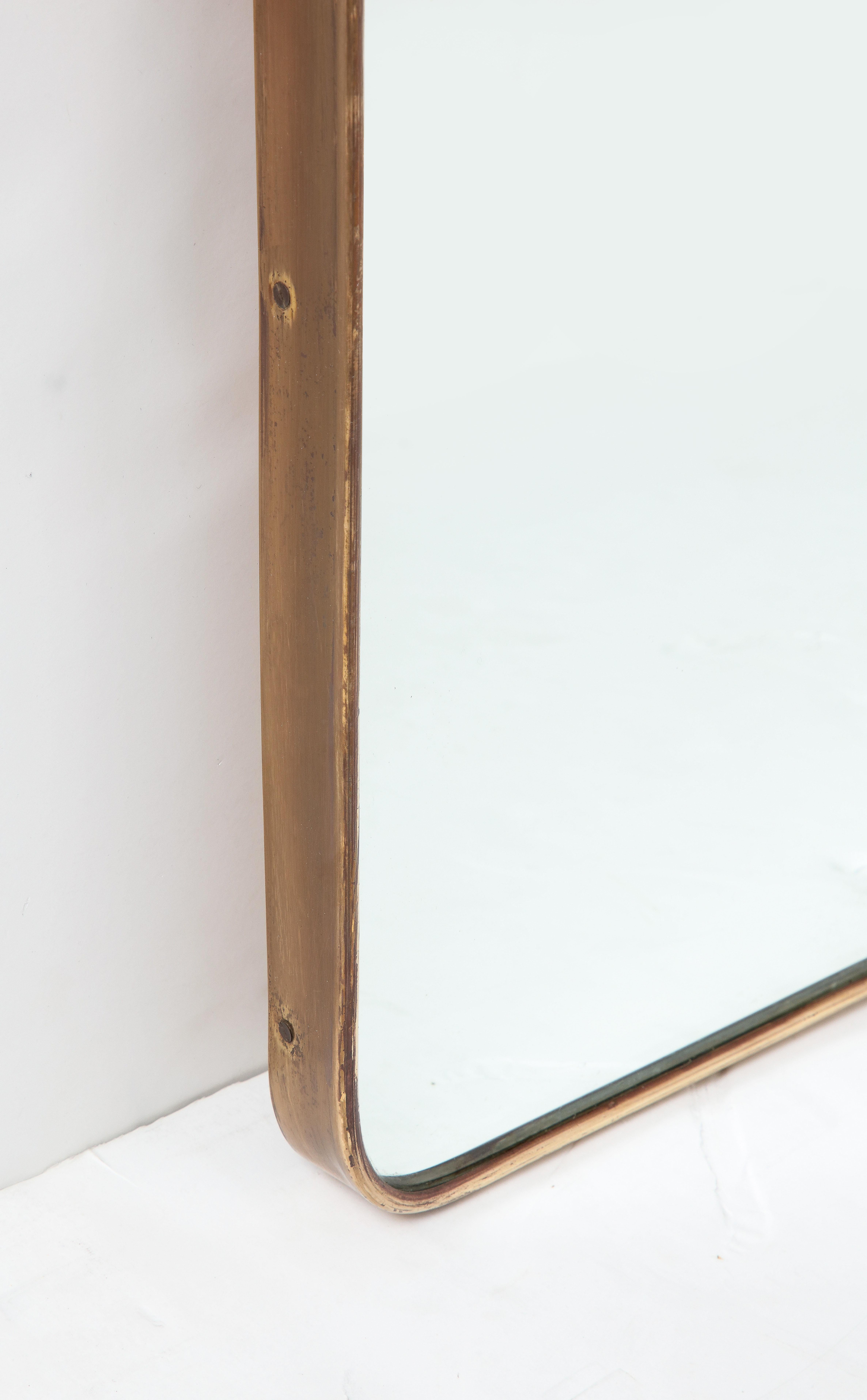 1950s Italian Modernist Shaped Brass Wall Mirror For Sale 4