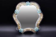 1950s Italian Murano Art Glass Flower Mirror, Venetian