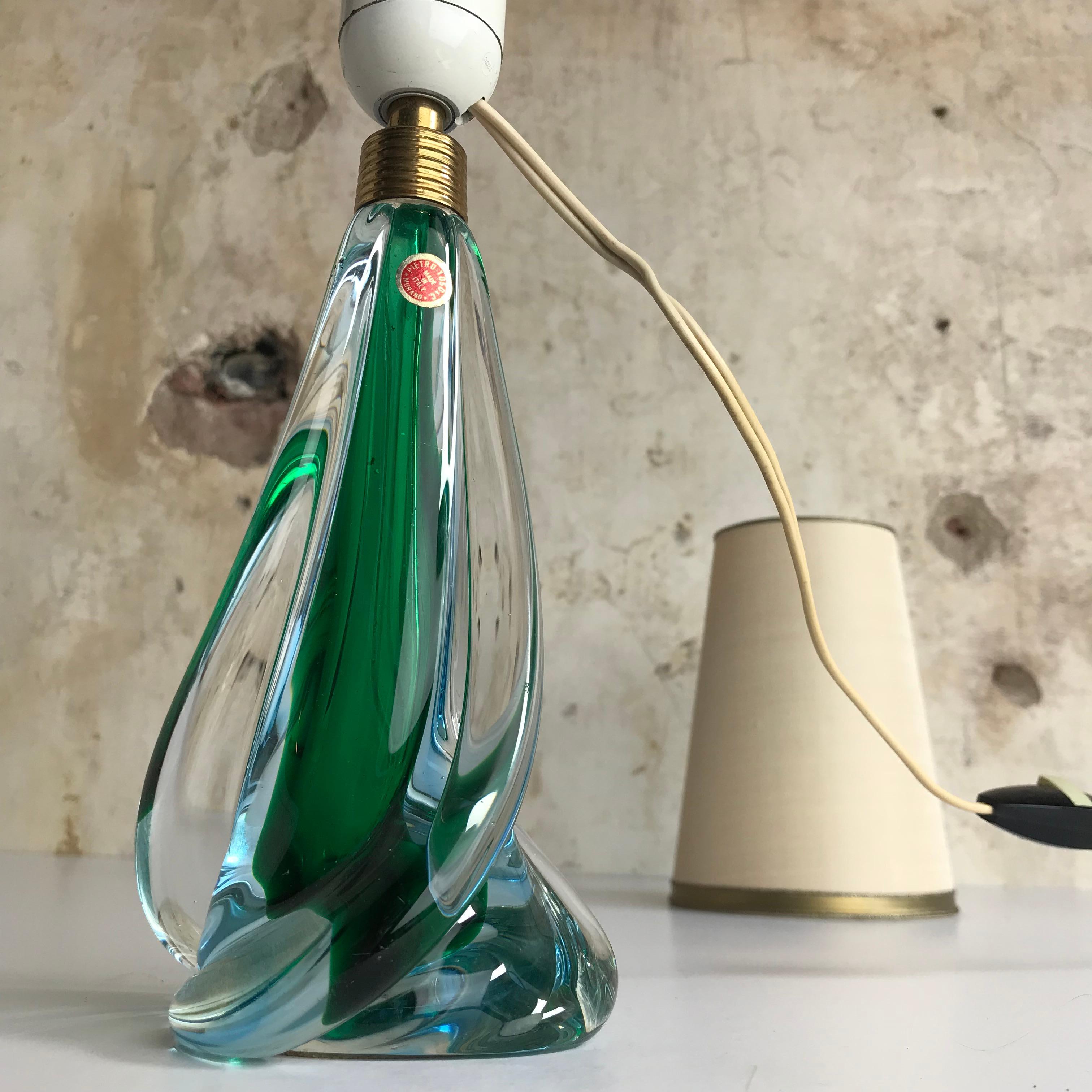 1950s Italian Murano Art Glass Lamp by Pietro Toso, Midcentury, Vintage In Good Condition For Sale In Enschede, NL