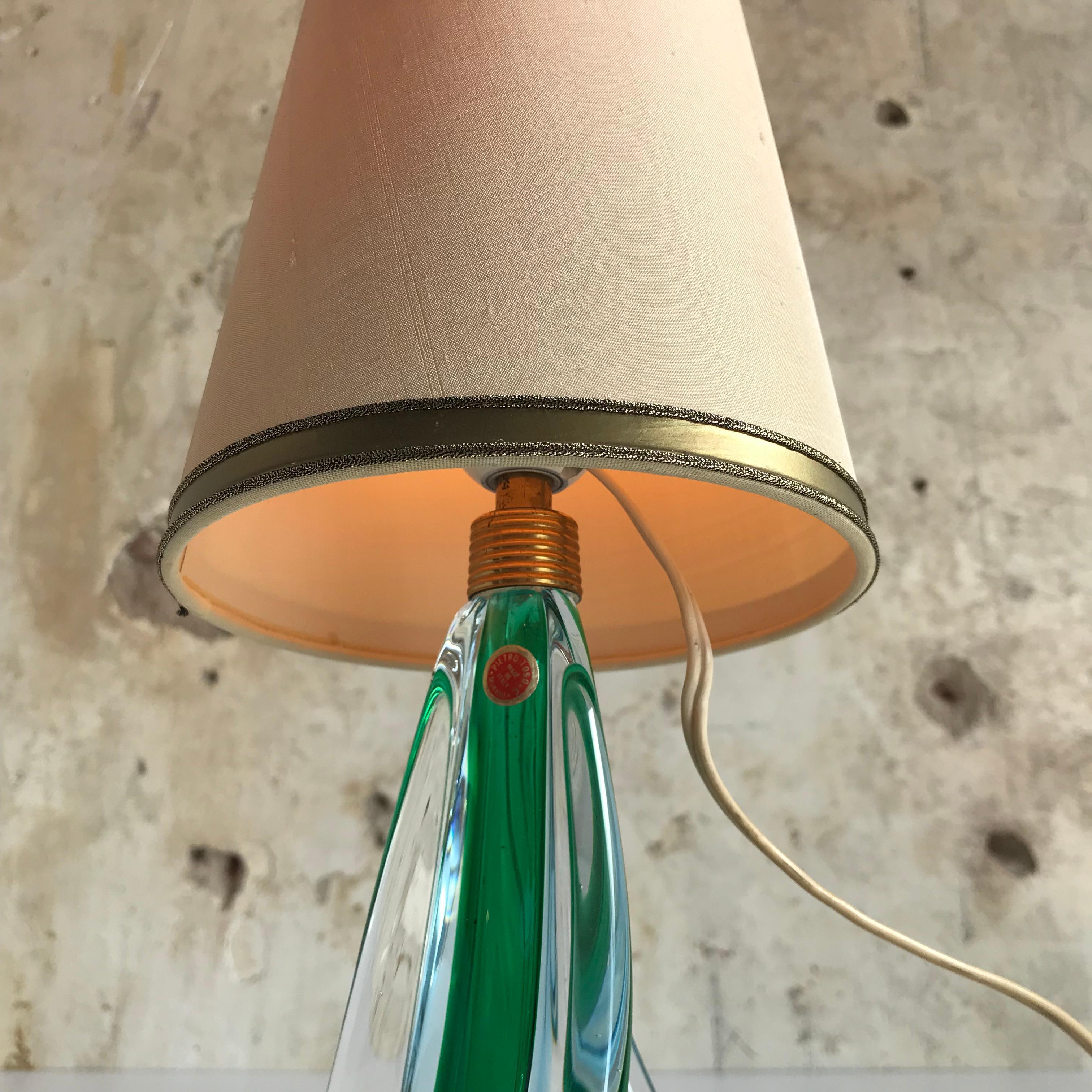 1950s Italian Murano Art Glass Lamp by Pietro Toso, Midcentury, Vintage For Sale 1