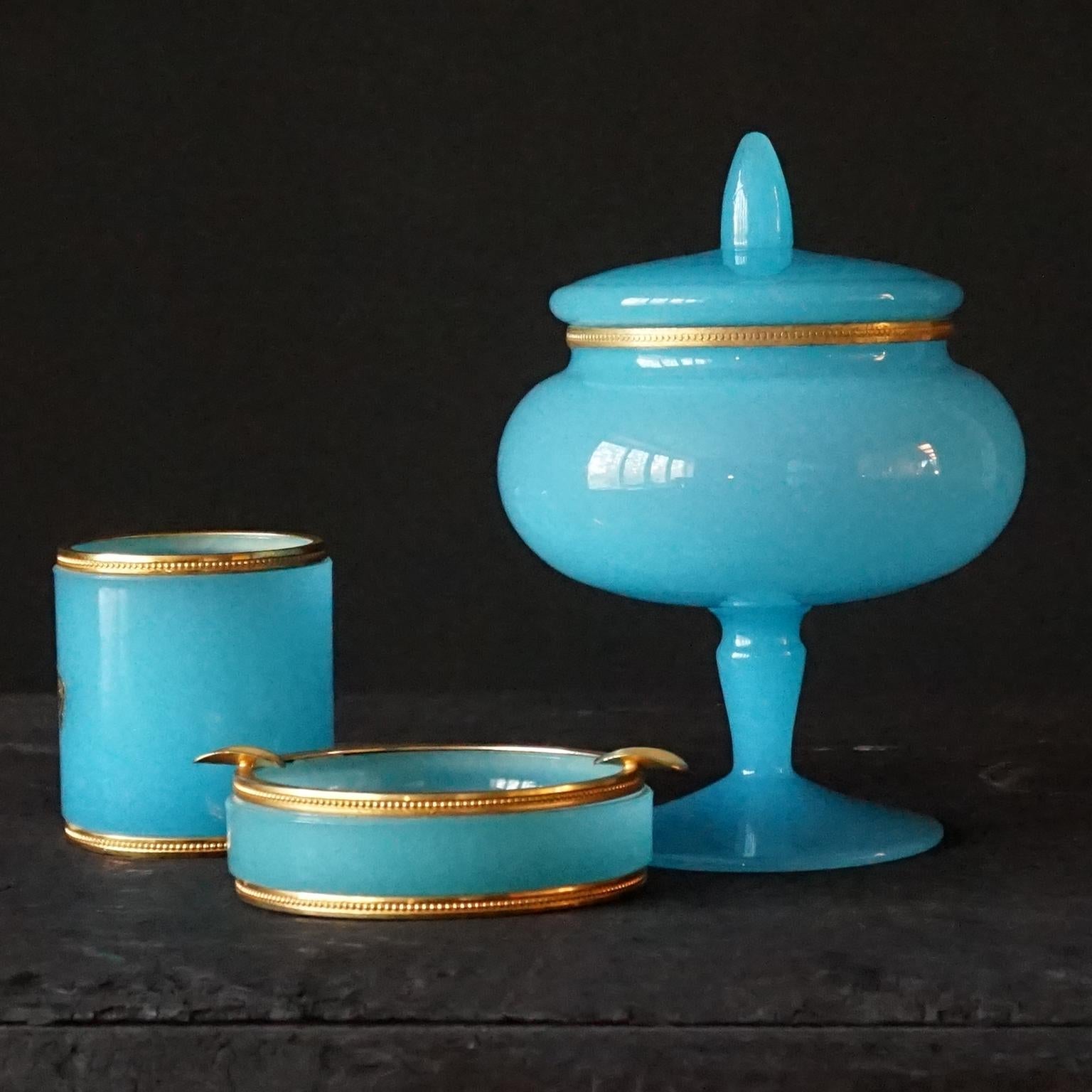 blue glass canister set