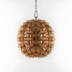 1950s Italian Murano Dusty Pink Glass Orb Chandelier