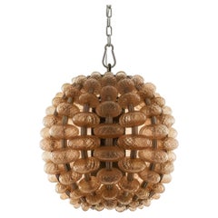 1950s Italian Murano Dusty Pink Glass Orb Chandelier