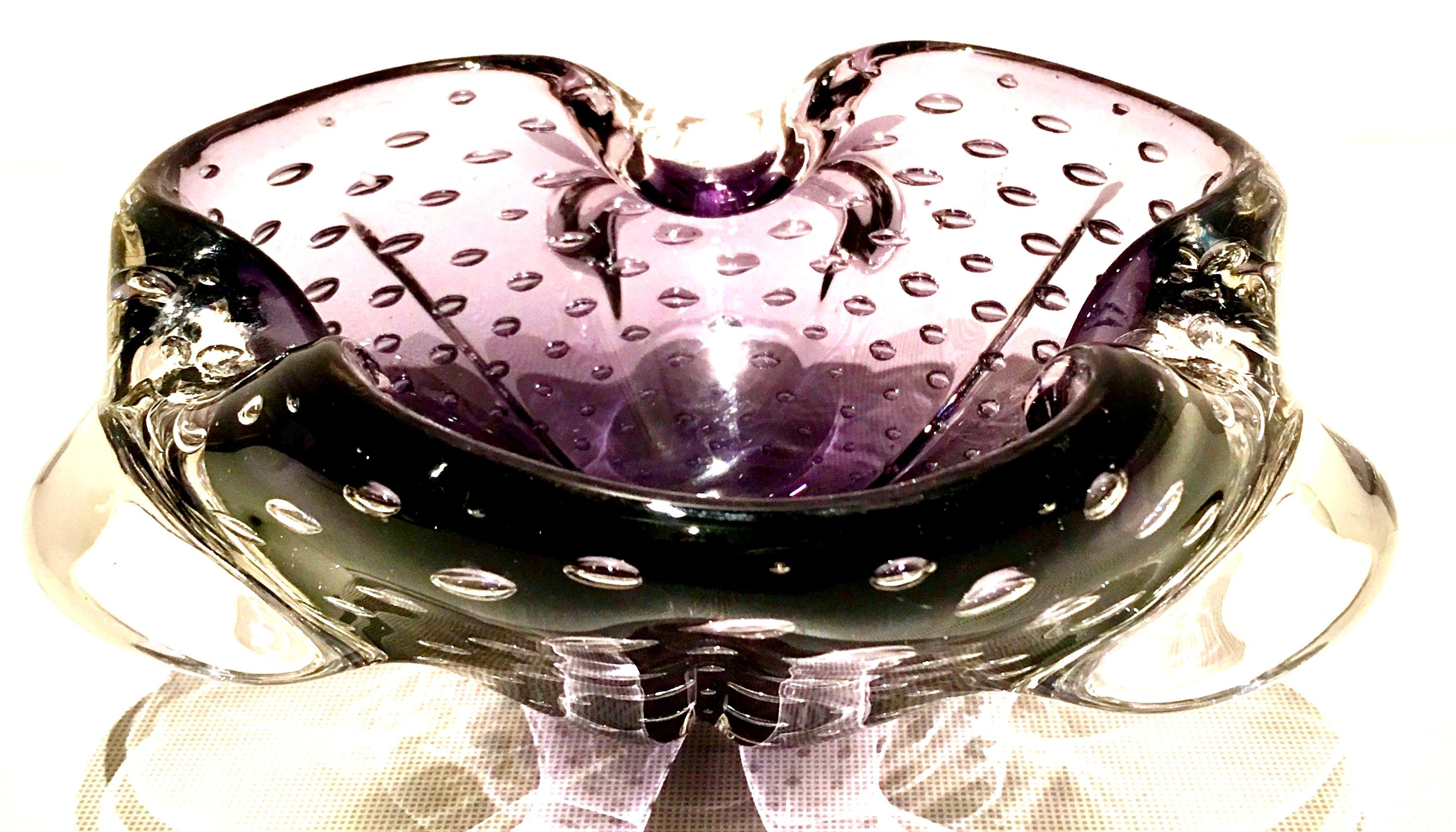 1950s Italian Murano Glass Amethyst Bubble Organic Form Bowl In Good Condition For Sale In West Palm Beach, FL