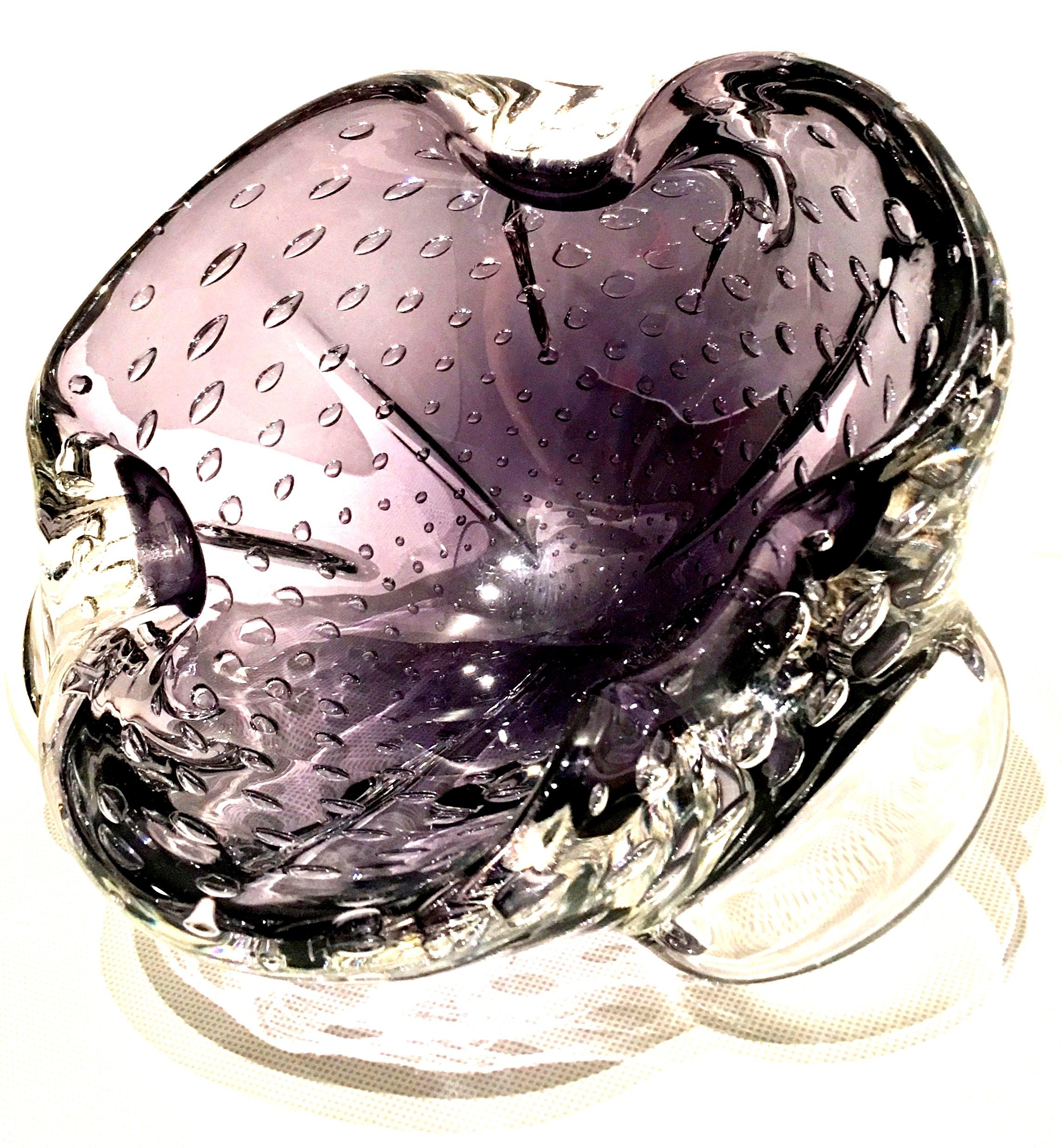 1950s Italian Murano Glass Amethyst Bubble Organic Form Bowl im Zustand „Gut“ im Angebot in West Palm Beach, FL