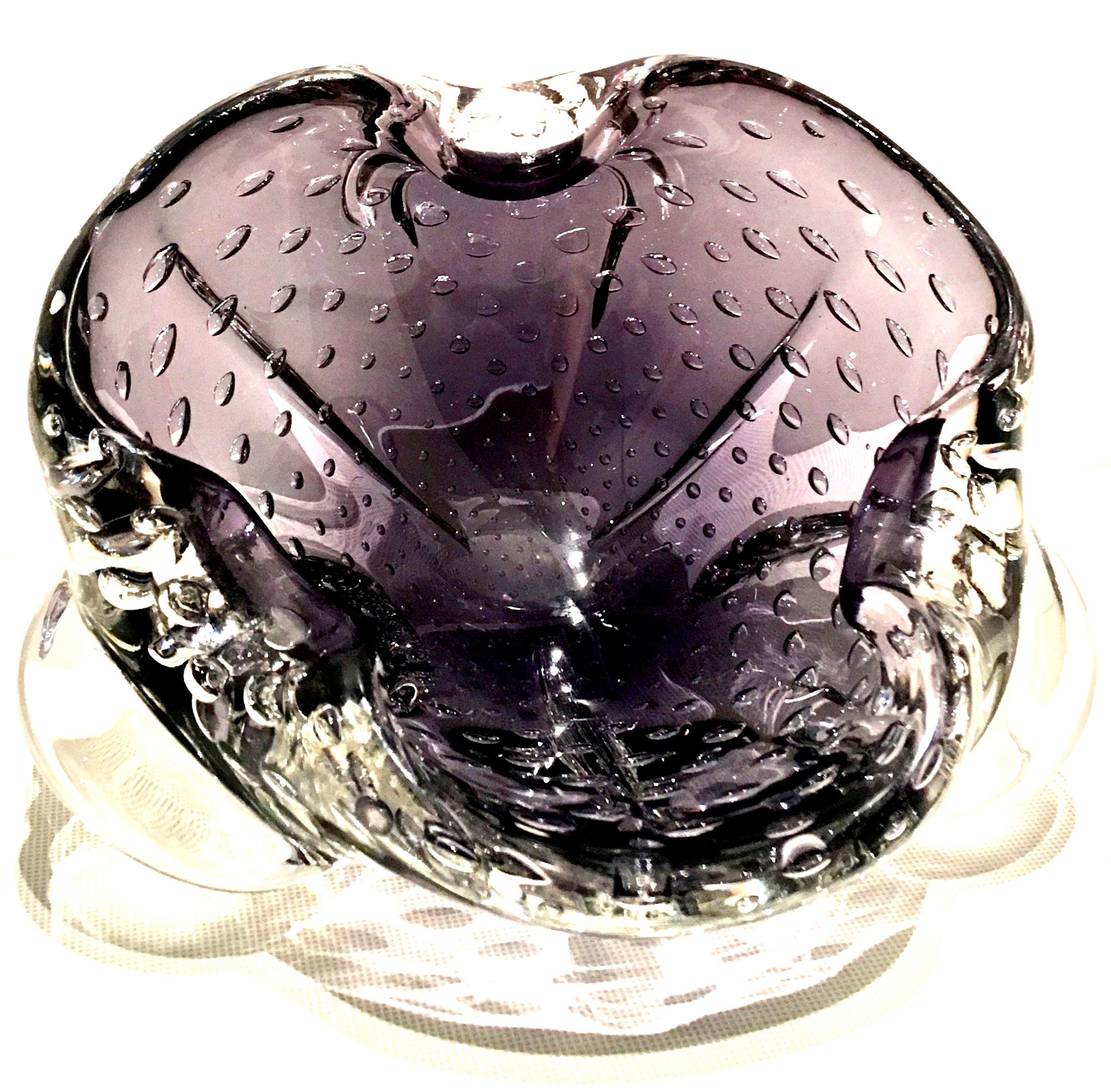 1950s Italian Murano Glass Amethyst Bubble Organic Form Bowl In Good Condition For Sale In West Palm Beach, FL