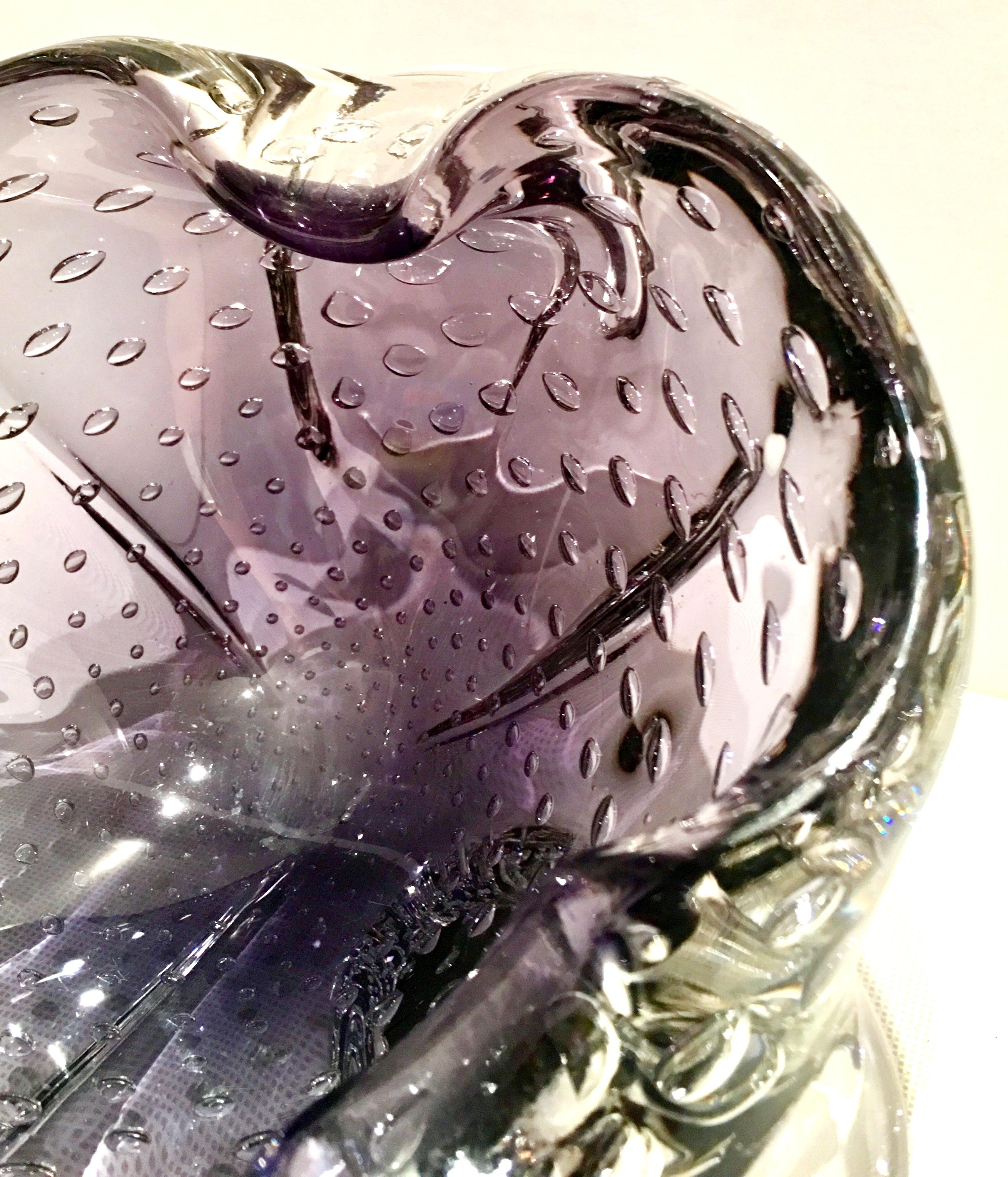 1950s Italian Murano Glass Amethyst Bubble Organic Form Bowl For Sale 1