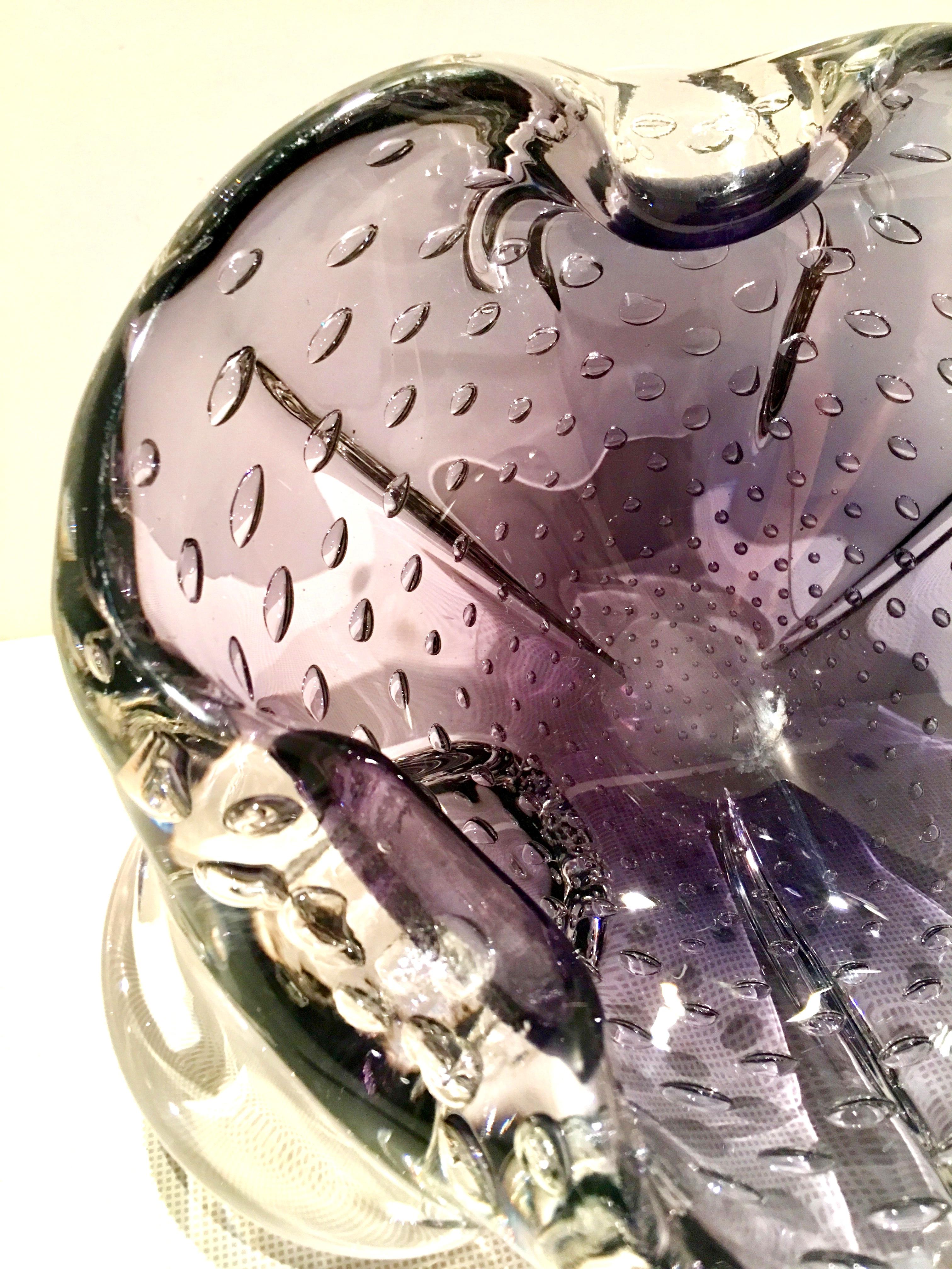 1950s Italian Murano Glass Amethyst Bubble Organic Form Bowl For Sale 2
