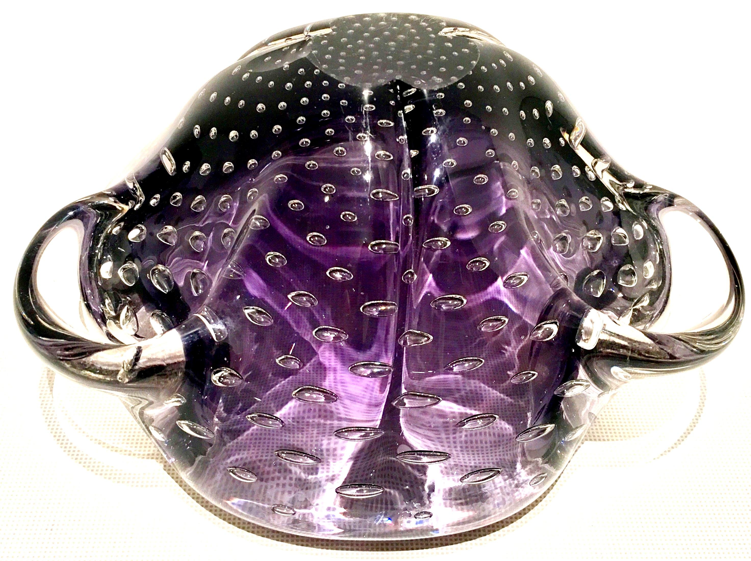 1950s Italian Murano Glass Amethyst Bubble Organic Form Bowl For Sale 3