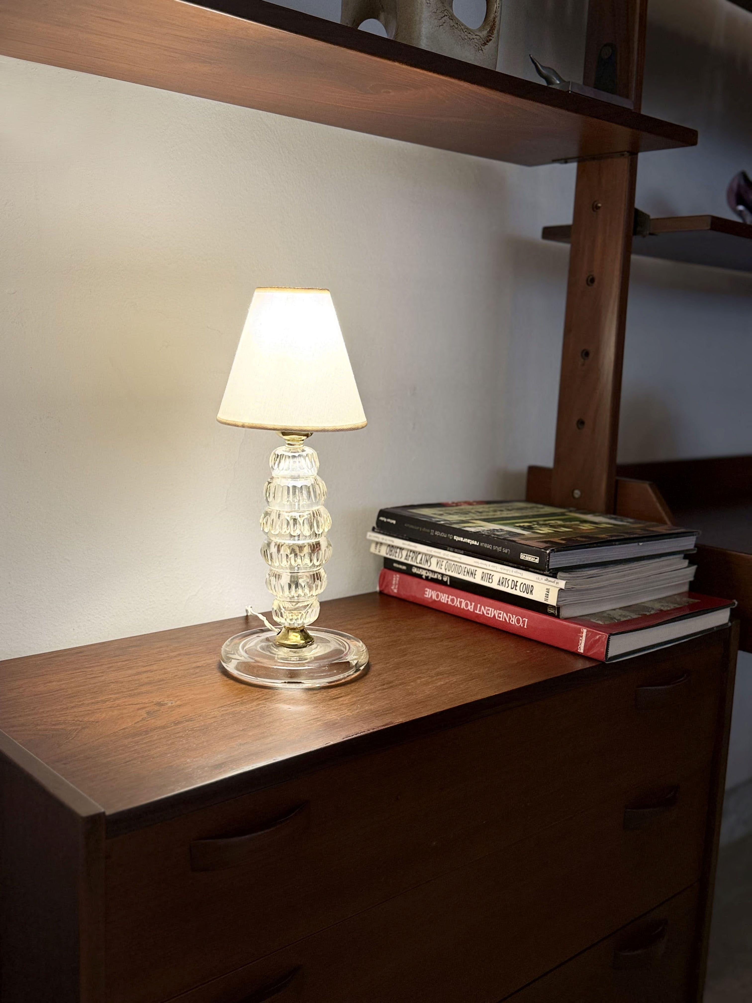 Vintage Italian Murano Glass and Brass Vintage Table Lamp des années 1950 en vente 1