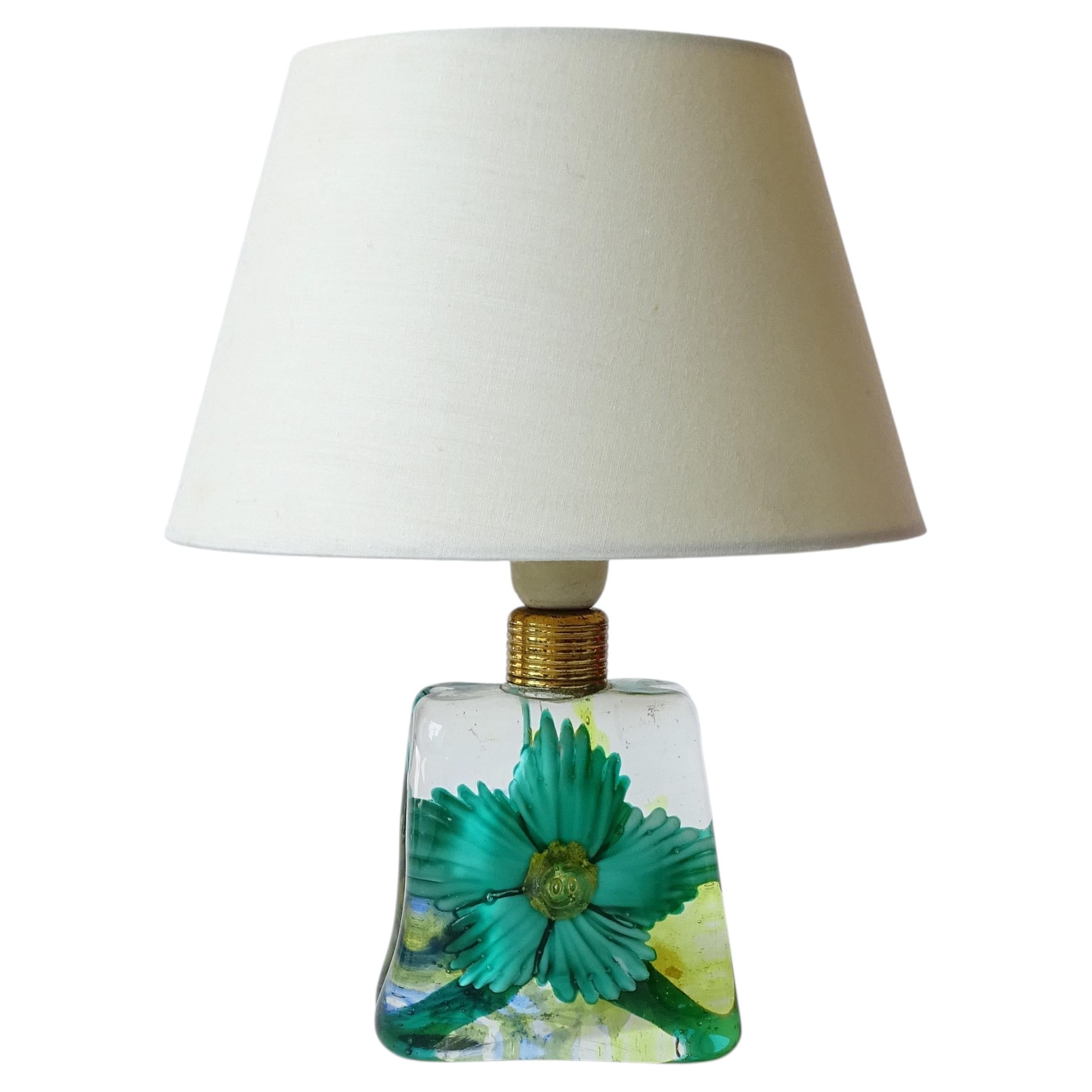 1950s Italian Murano Glass Floral Table Lamp