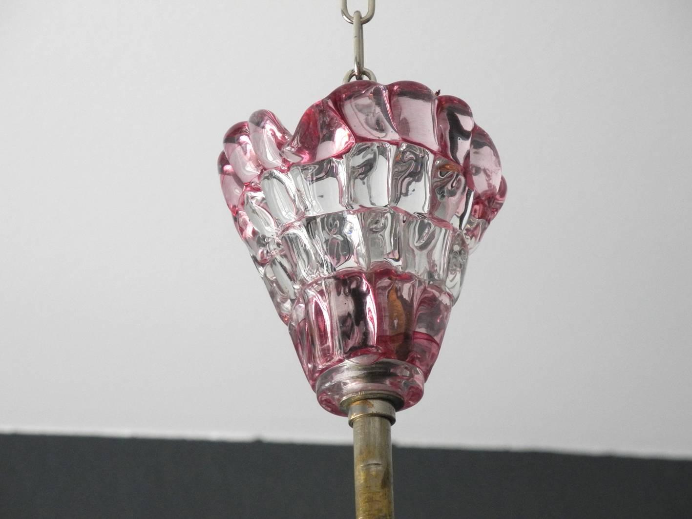 1950s Italian Murano Glass Pendant Lamp, Barovier & Toso, Mid-Century Modern 1