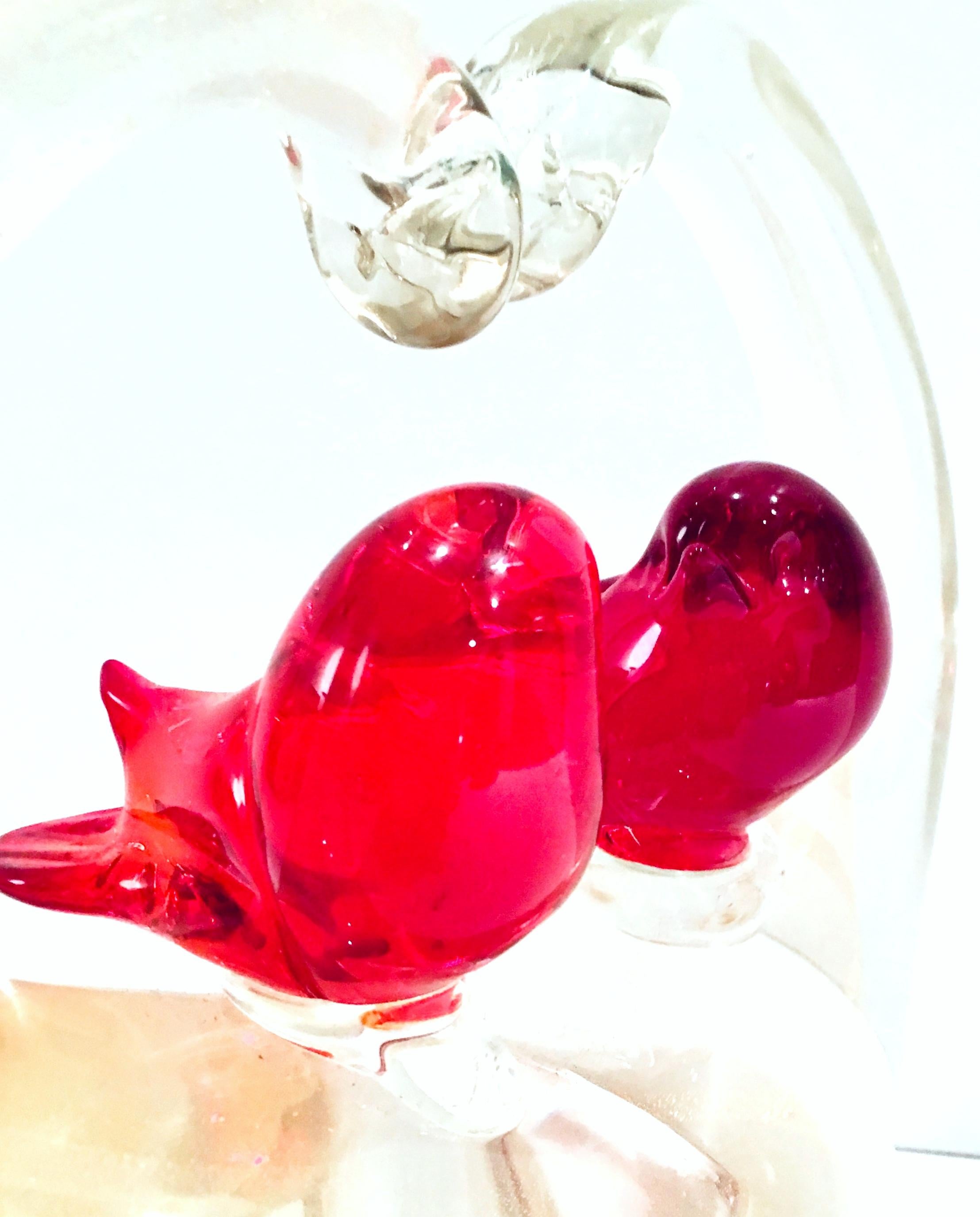 1950s Italian Murano Glass with Gold Fleck Pair of Love Birds Heart Sculpture For Sale 3