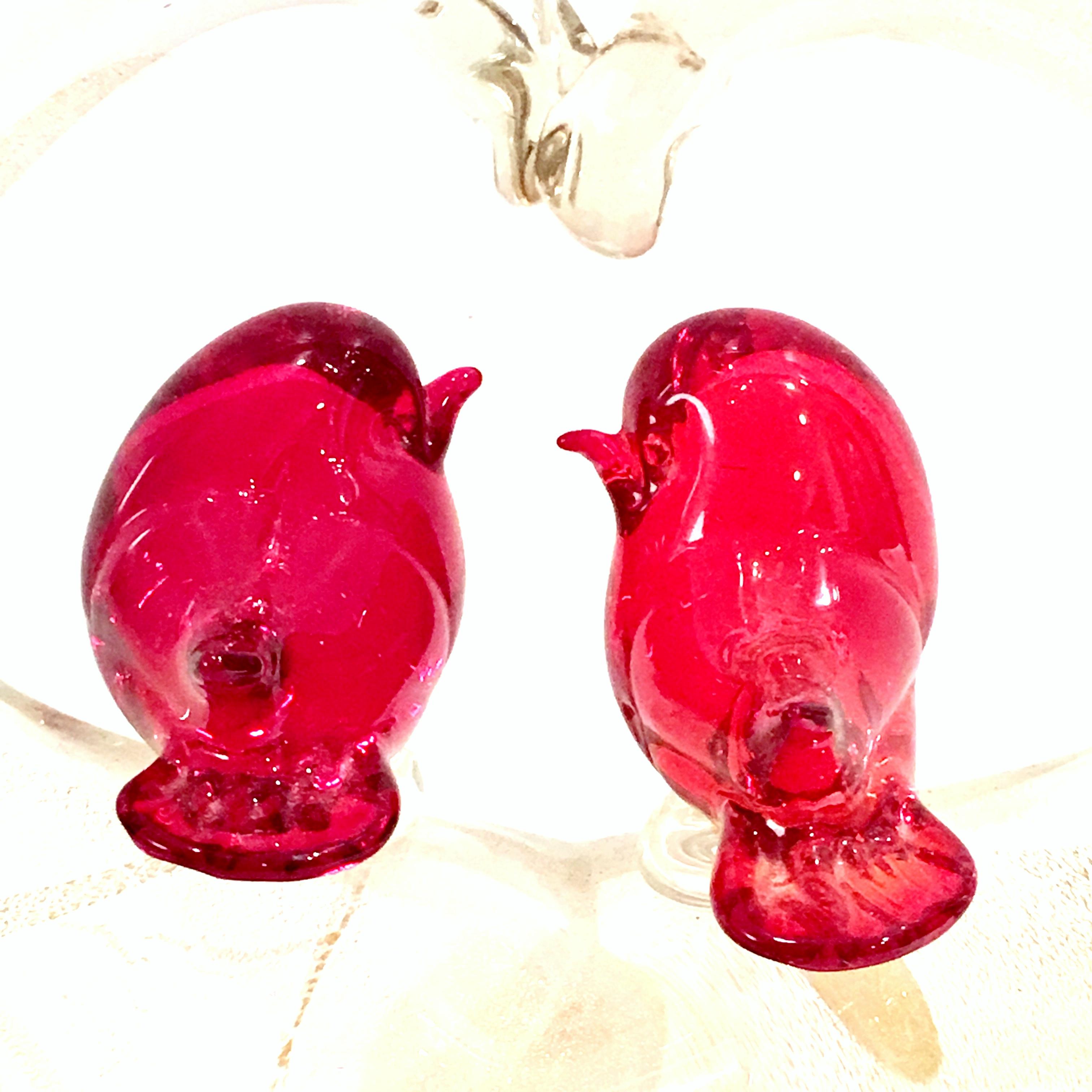1950s Italian Murano Glass with Gold Fleck Pair of Love Birds Heart Sculpture For Sale 4