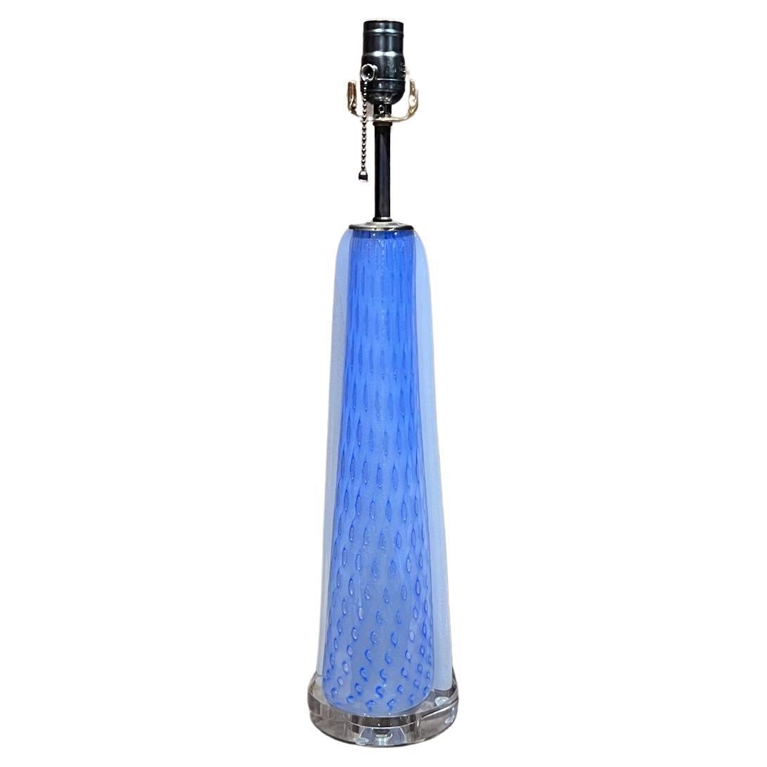 1950er Jahre Italienisch Murano venezianischen Kunstglas blau Tischlampe