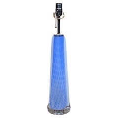 1950s Italian Murano Venetian Art Glass Blue Table Lamp