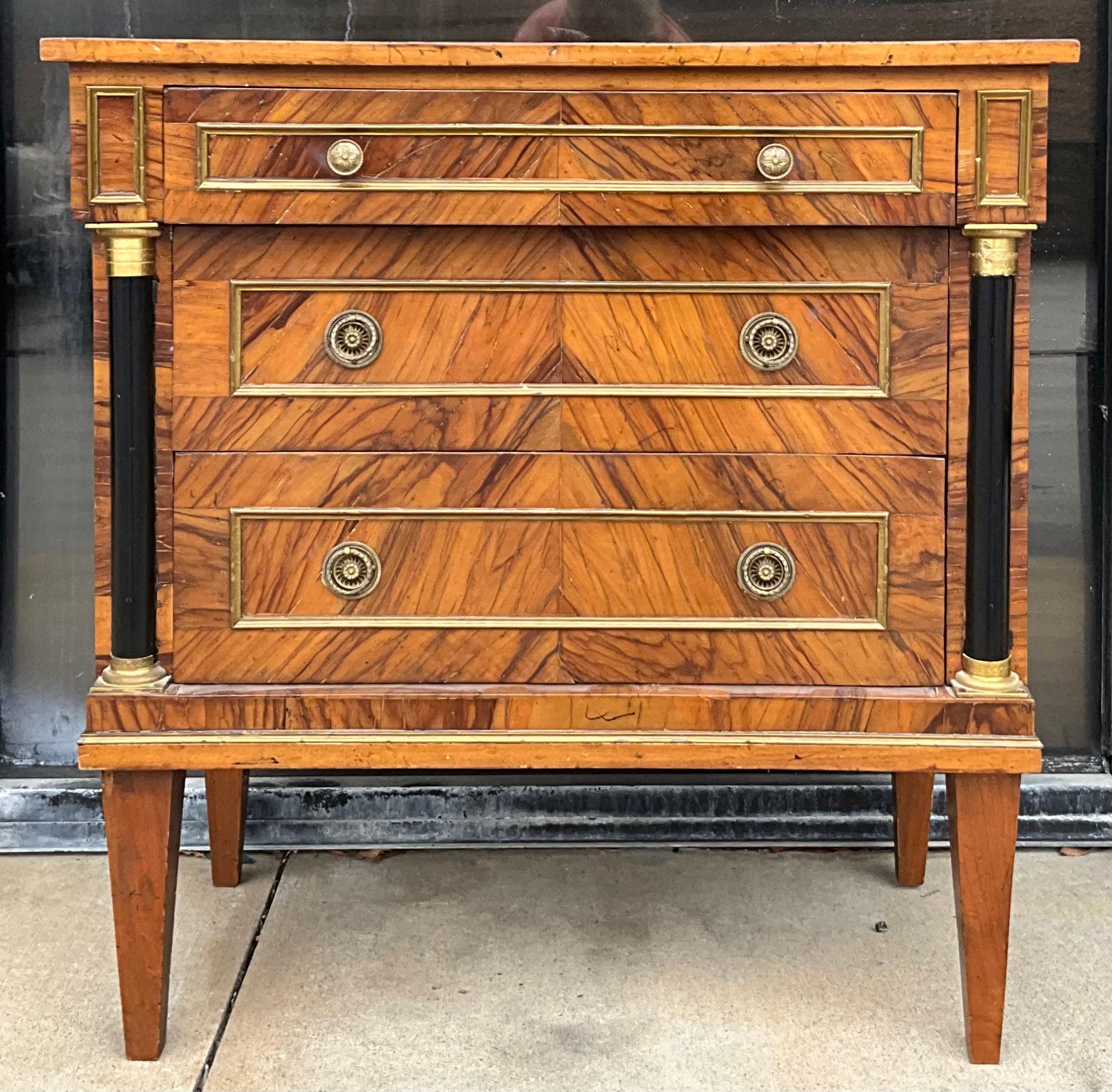 1950s Italian Neo-Classical Style Walnut Chest / Commode / Side Table For Sale 1
