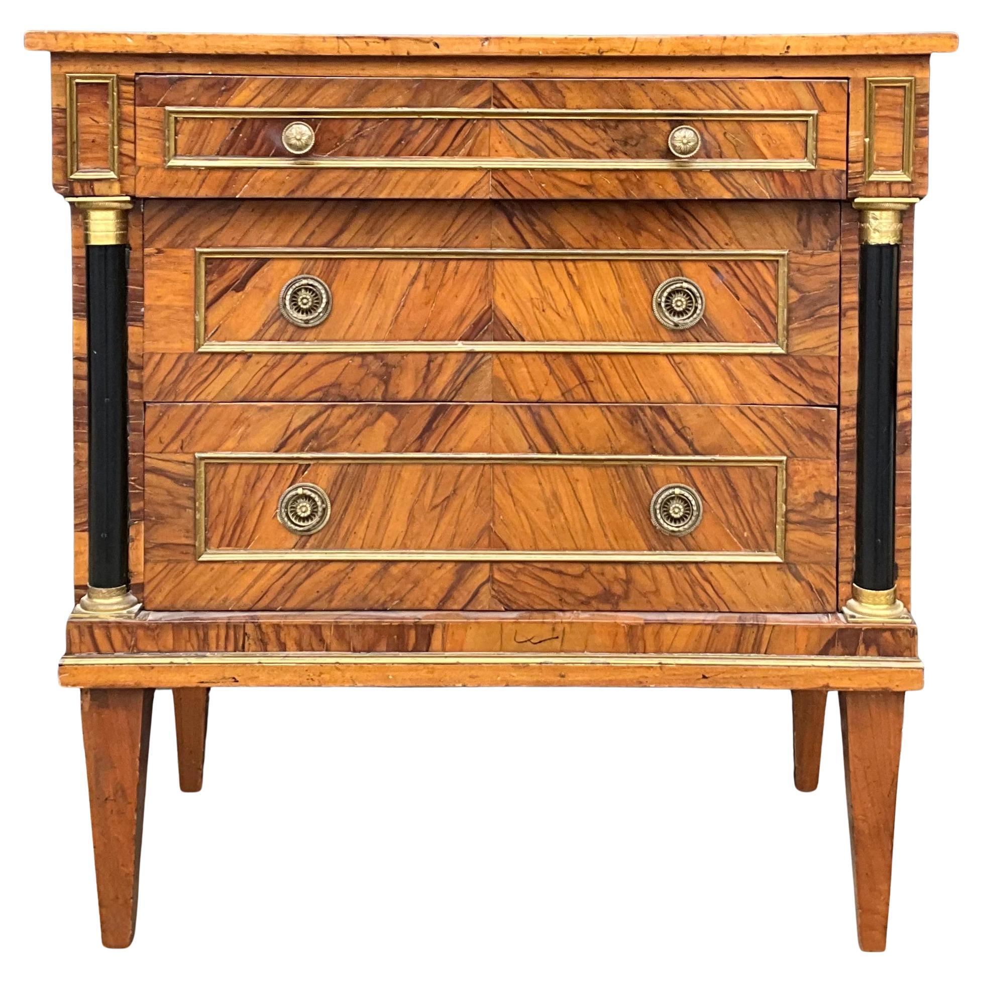 1950s Italian Neo-Classical Style Walnut Chest / Commode / Side Table For Sale