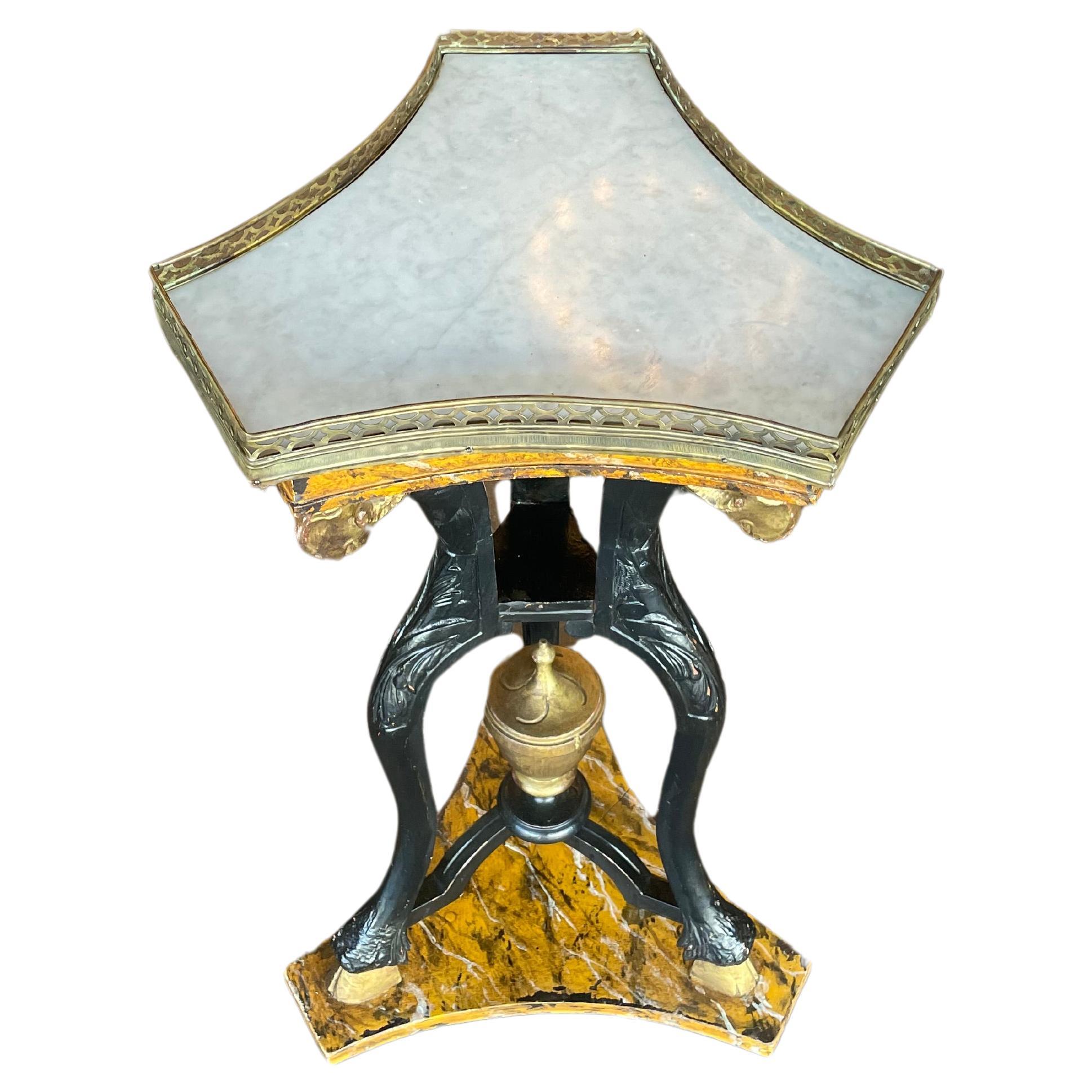 1950's Italian Neoclassical Brass & Ebonite Side Table For Sale