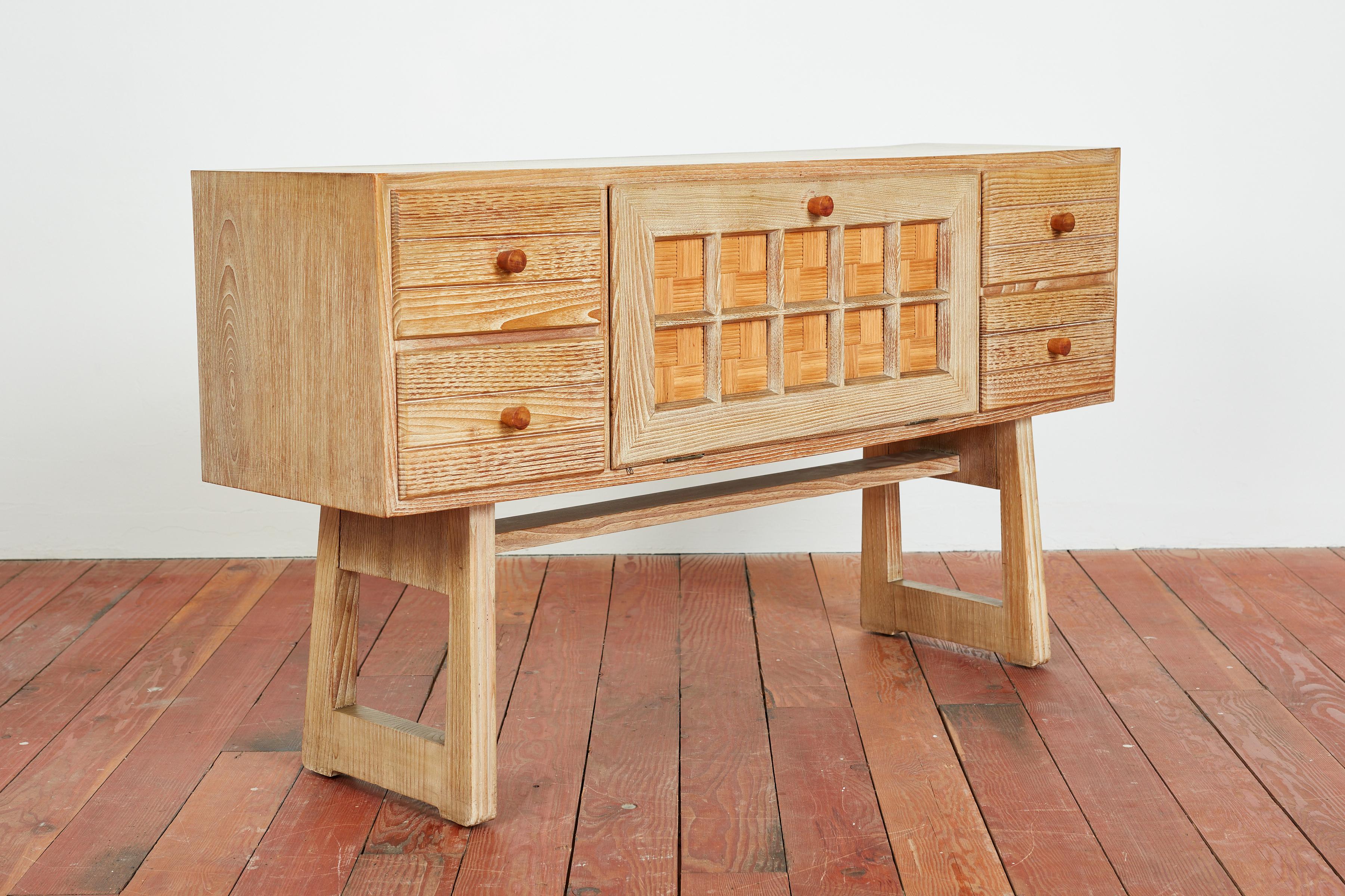 1950's Italian Oak Sideboard In Good Condition For Sale In Beverly Hills, CA