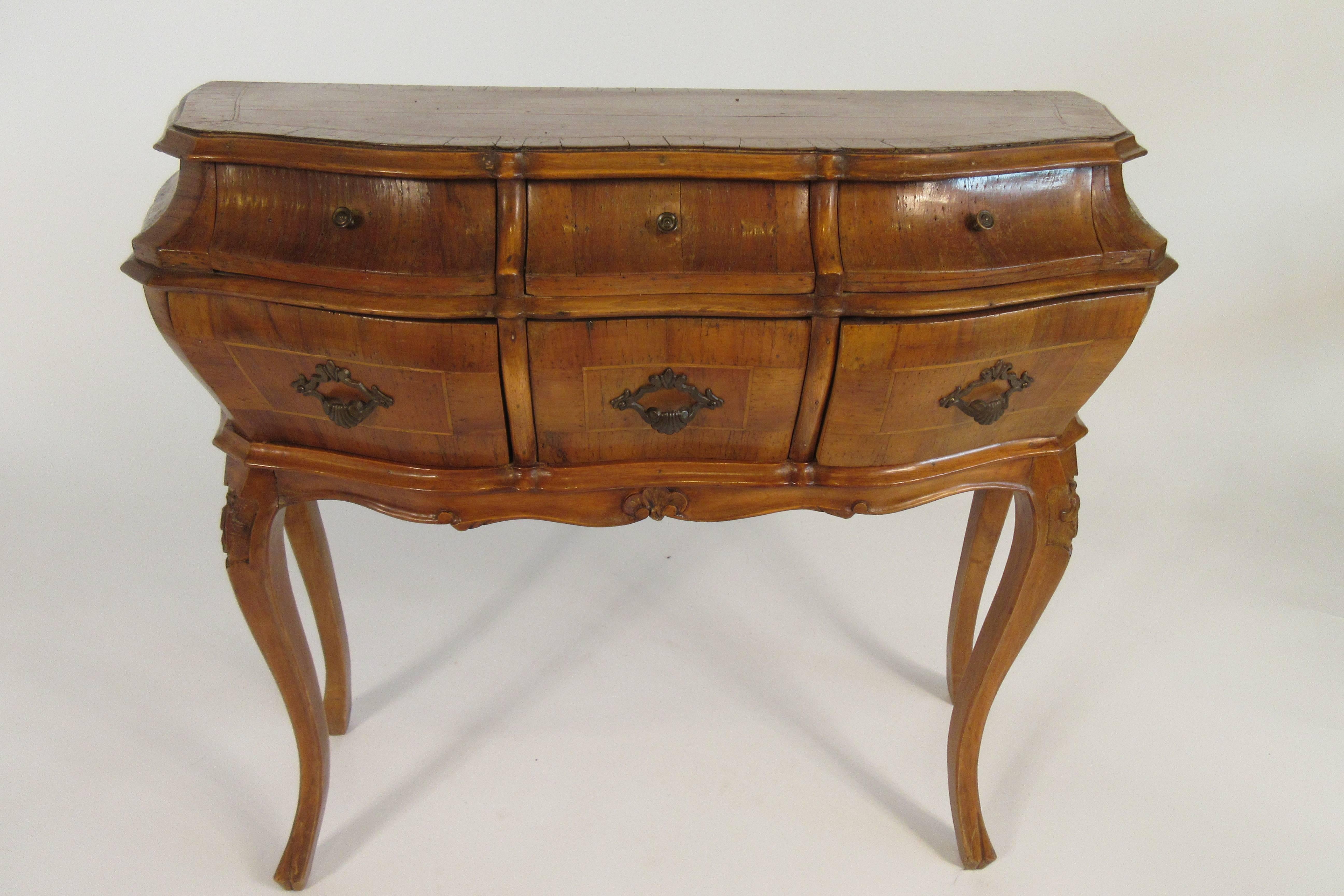 1950s Italian olive wood Bombay chest.