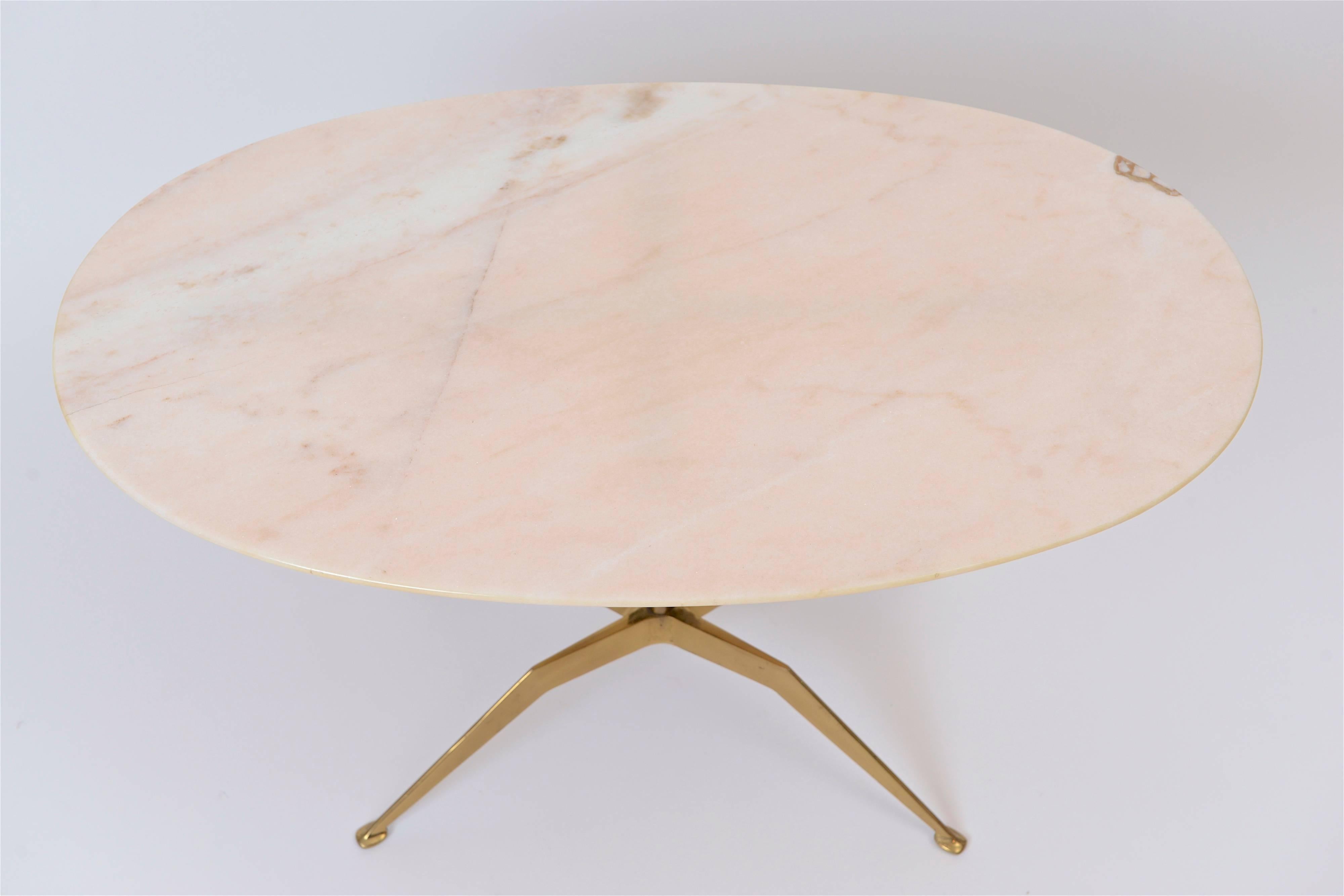 20th Century 1950s Italian Onyx Coffee Table with Decorative Brass Support