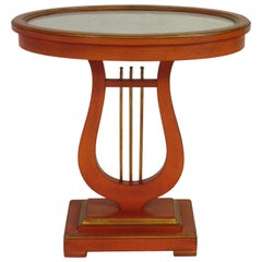 1950s Italian Orange Lyre Side Table