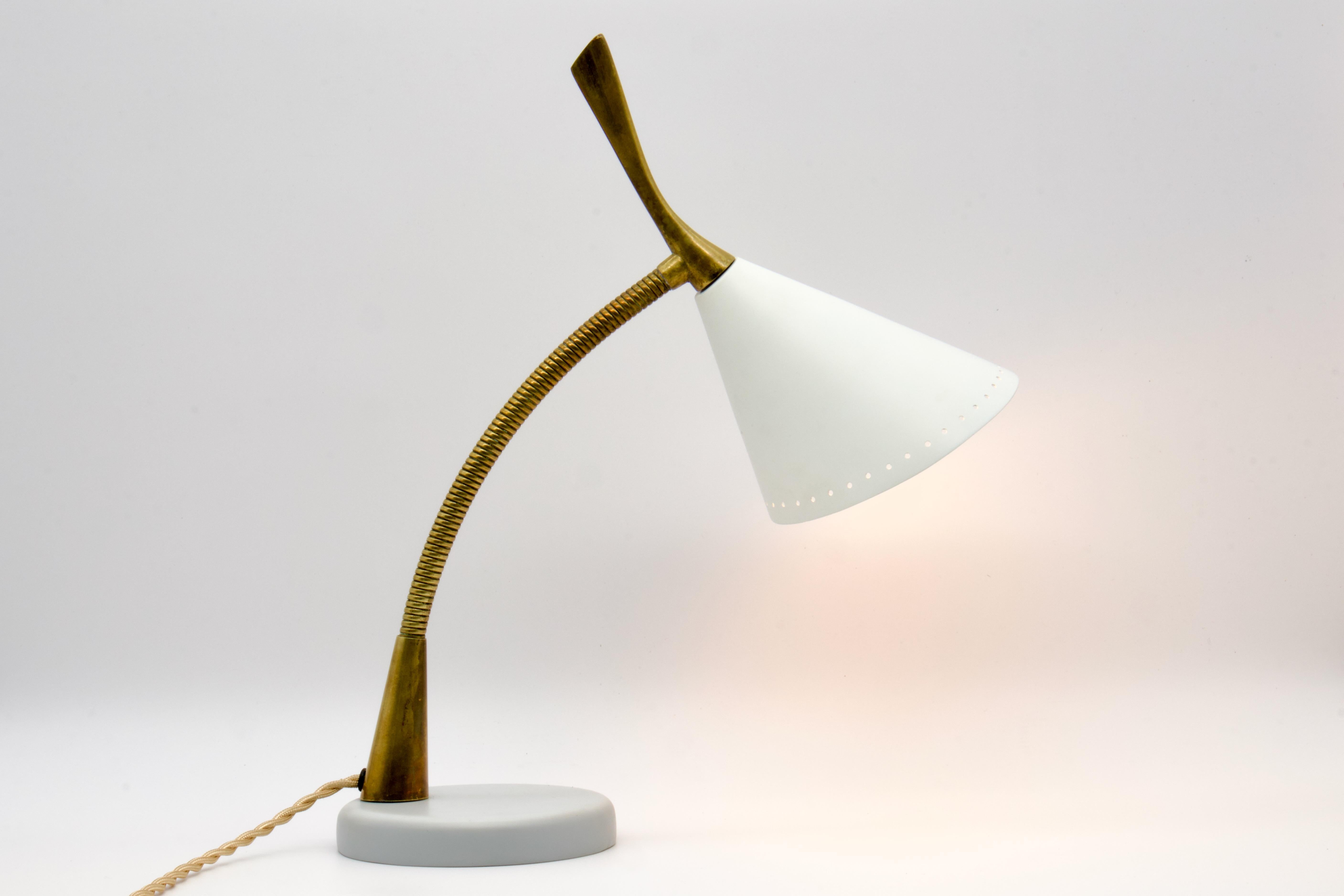 Mid-Century Modern 1950s Italian Oscar Torlasco Table Lamp Brass, Marble Base For Sale