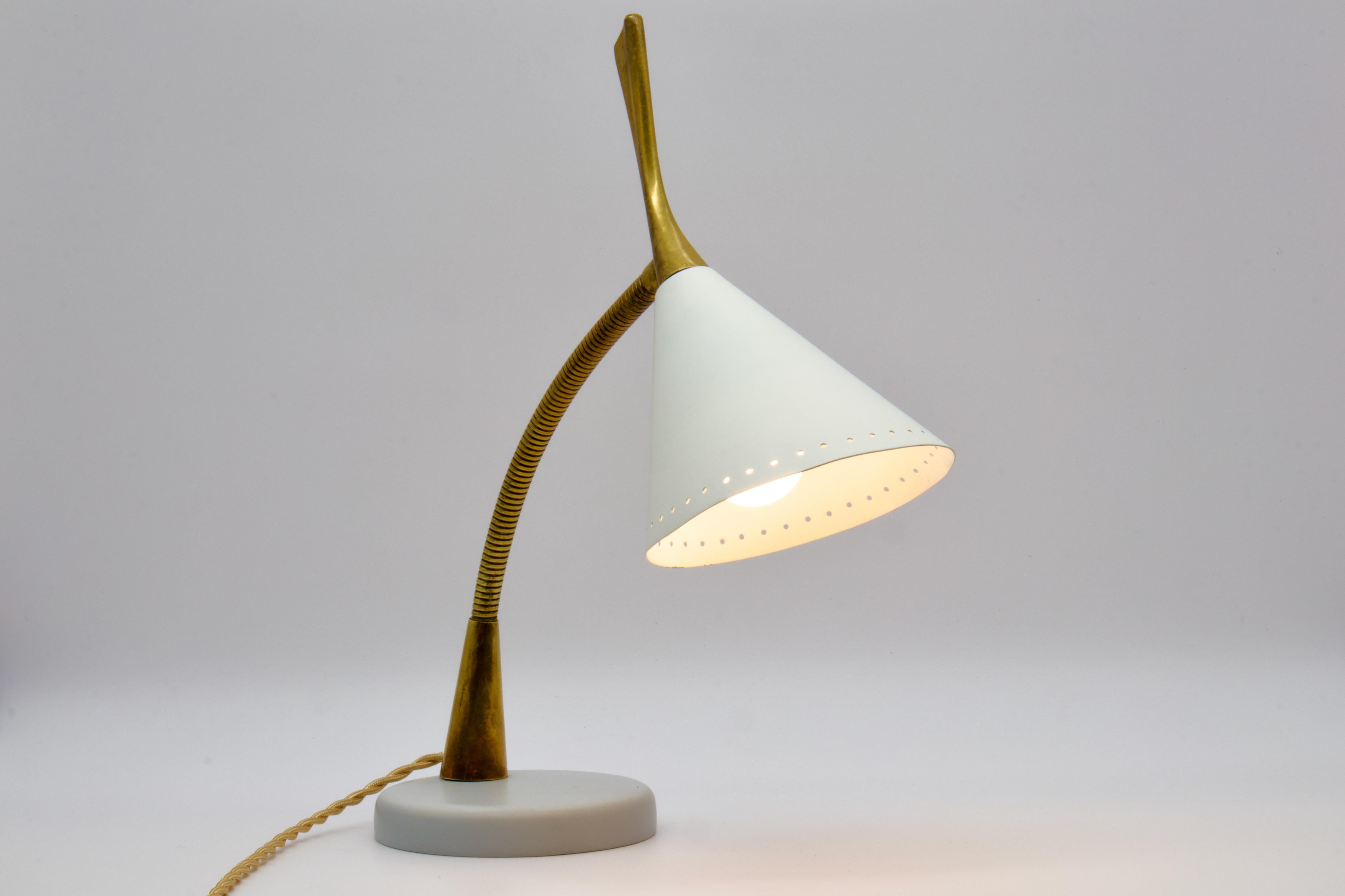 Mid-20th Century 1950s Italian Oscar Torlasco Table Lamp Brass, Marble Base For Sale