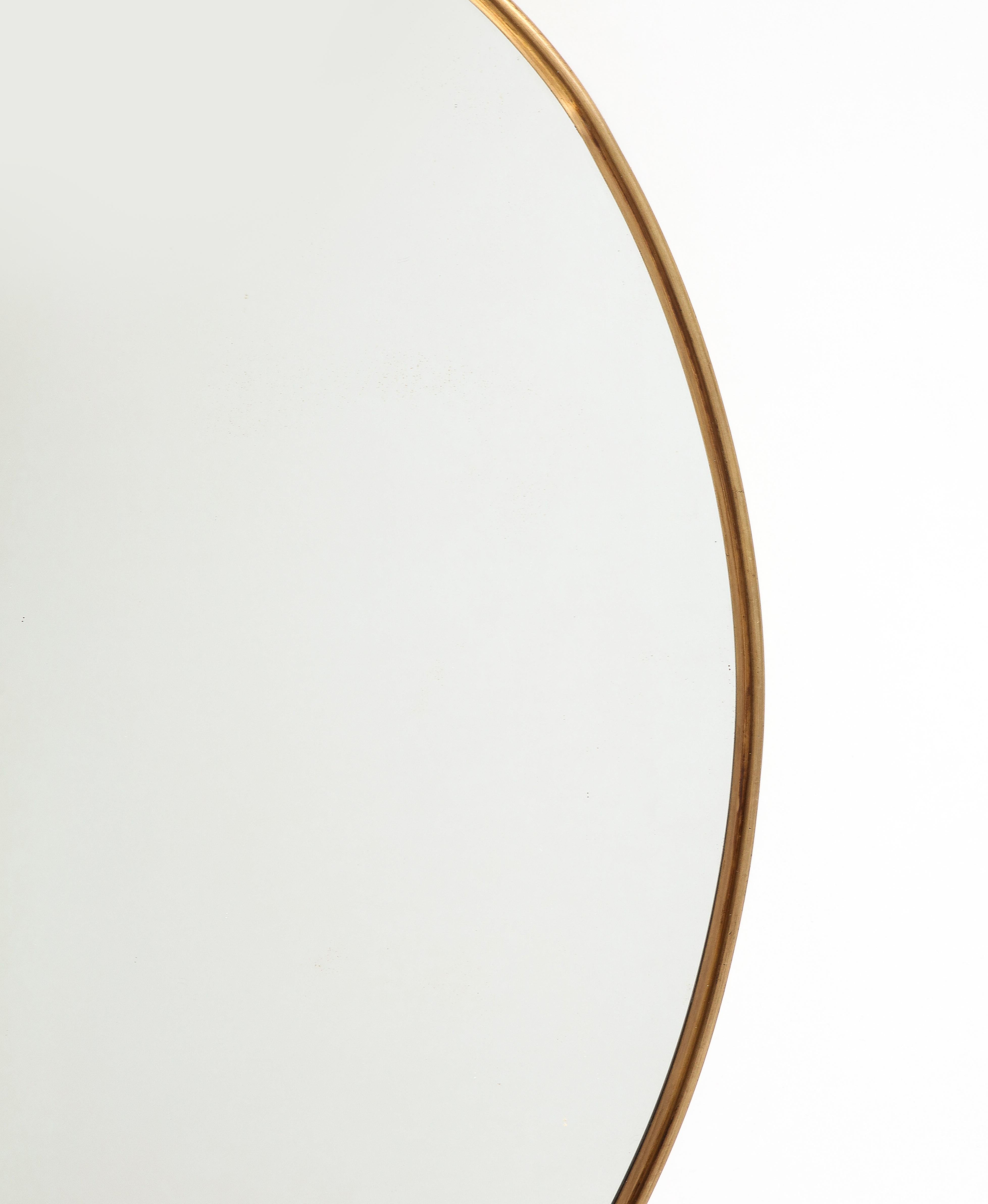 1950s Italian Oval Brass Mirror For Sale 1