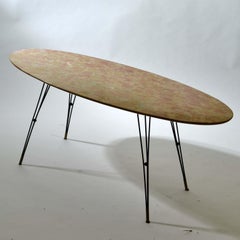 Oval Marble Cocktail Table on Black Spider Legs Italian, 1950s