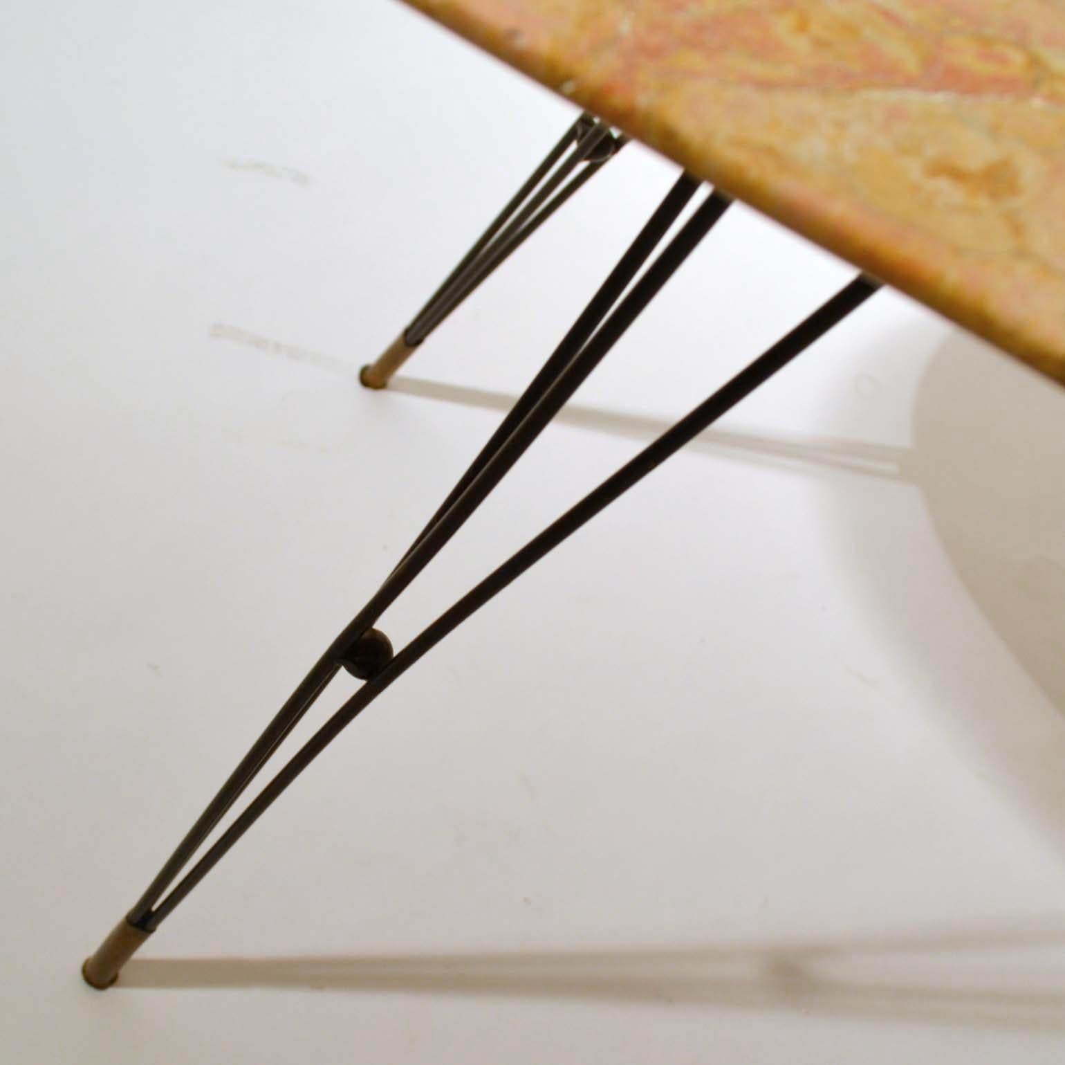 Oval Marble Cocktail Table on Black Spider Legs Italian, 1950s For Sale 3