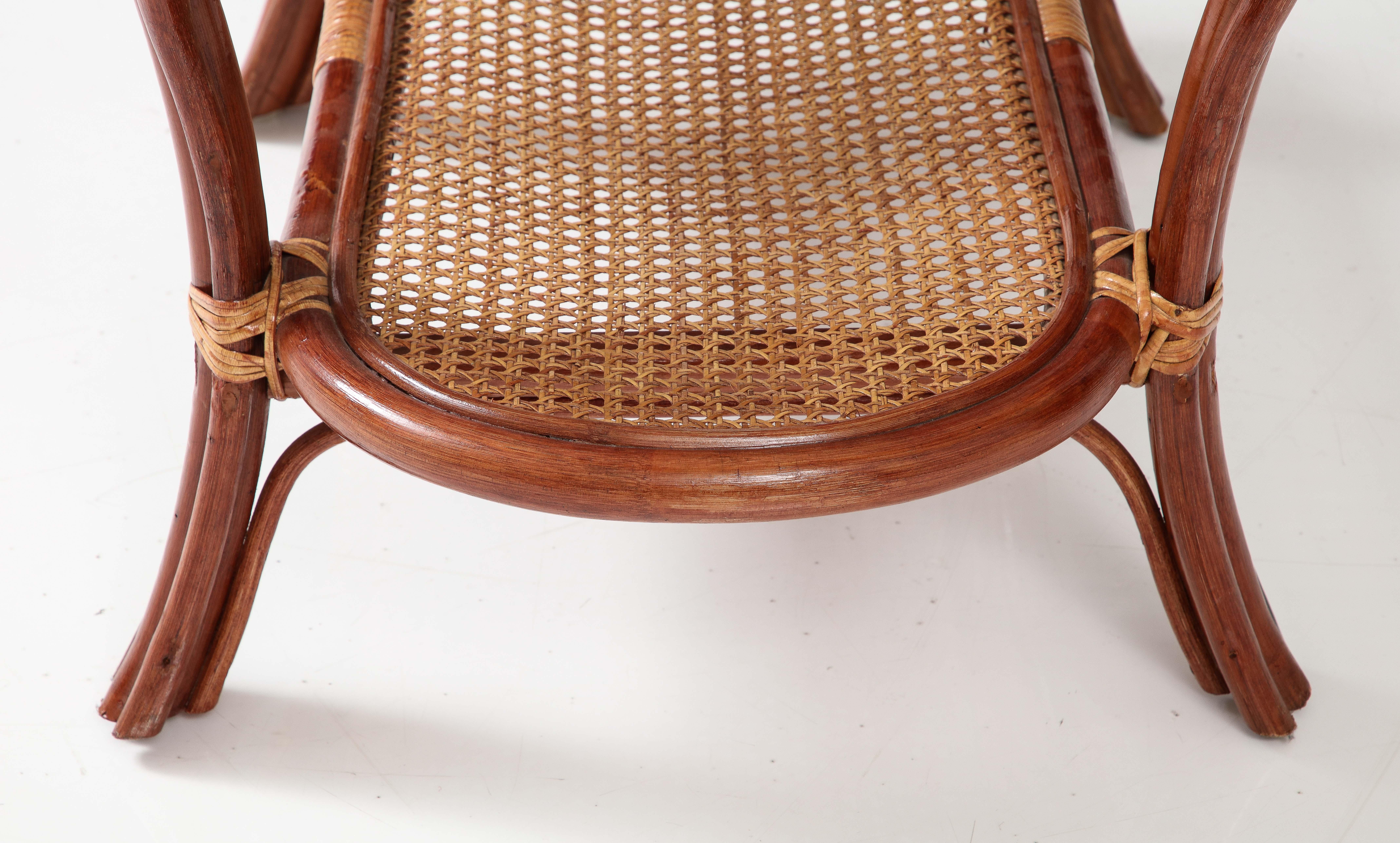 1950s Italian Oval Two-Tiered Coffee Table in Bamboo, Rattan and Glass 6