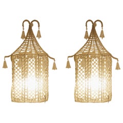1950s Italian Pair of Glass Bead & Blown Glass Appliques