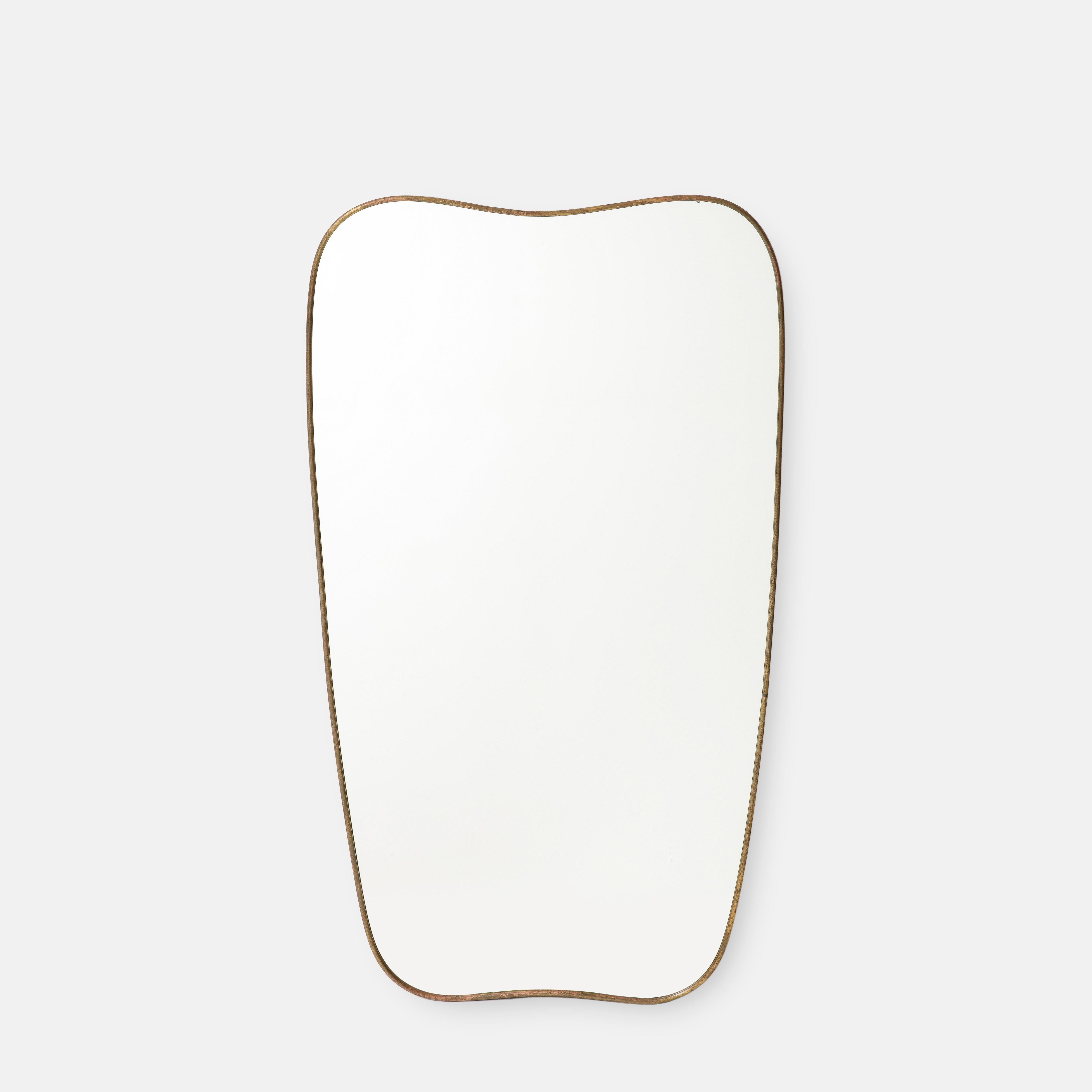 1950s Italian Large Modernist Shaped Brass Mirrors at 1stDibs