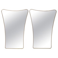 1950s Italian Pair of Modernist Shaped Brass Mirrors