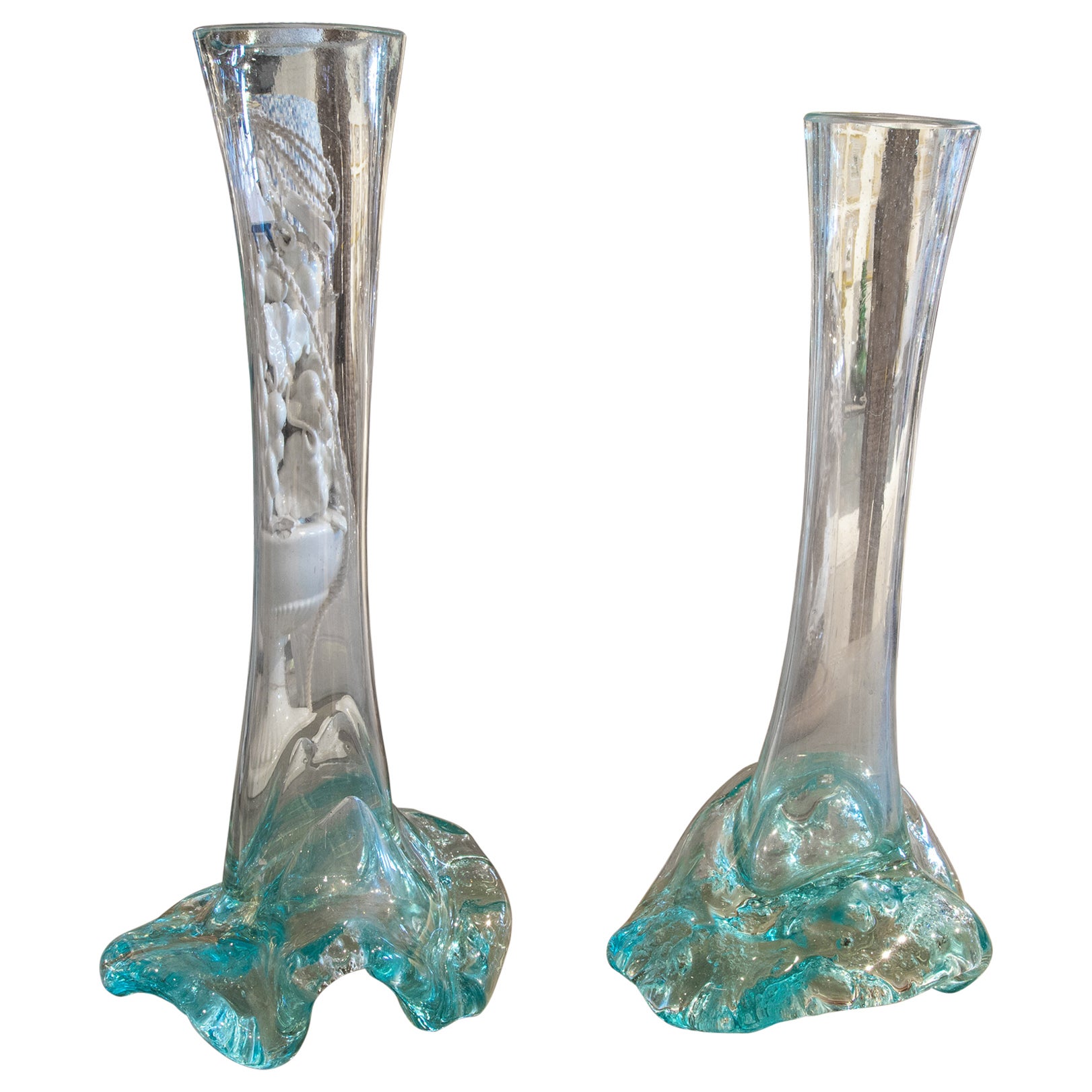 1950er Jahre Italienisches Paar Blumentöpfe aus Murano-Glas
