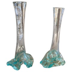 1950s Italian Pair of Murano Glass Flower Pots