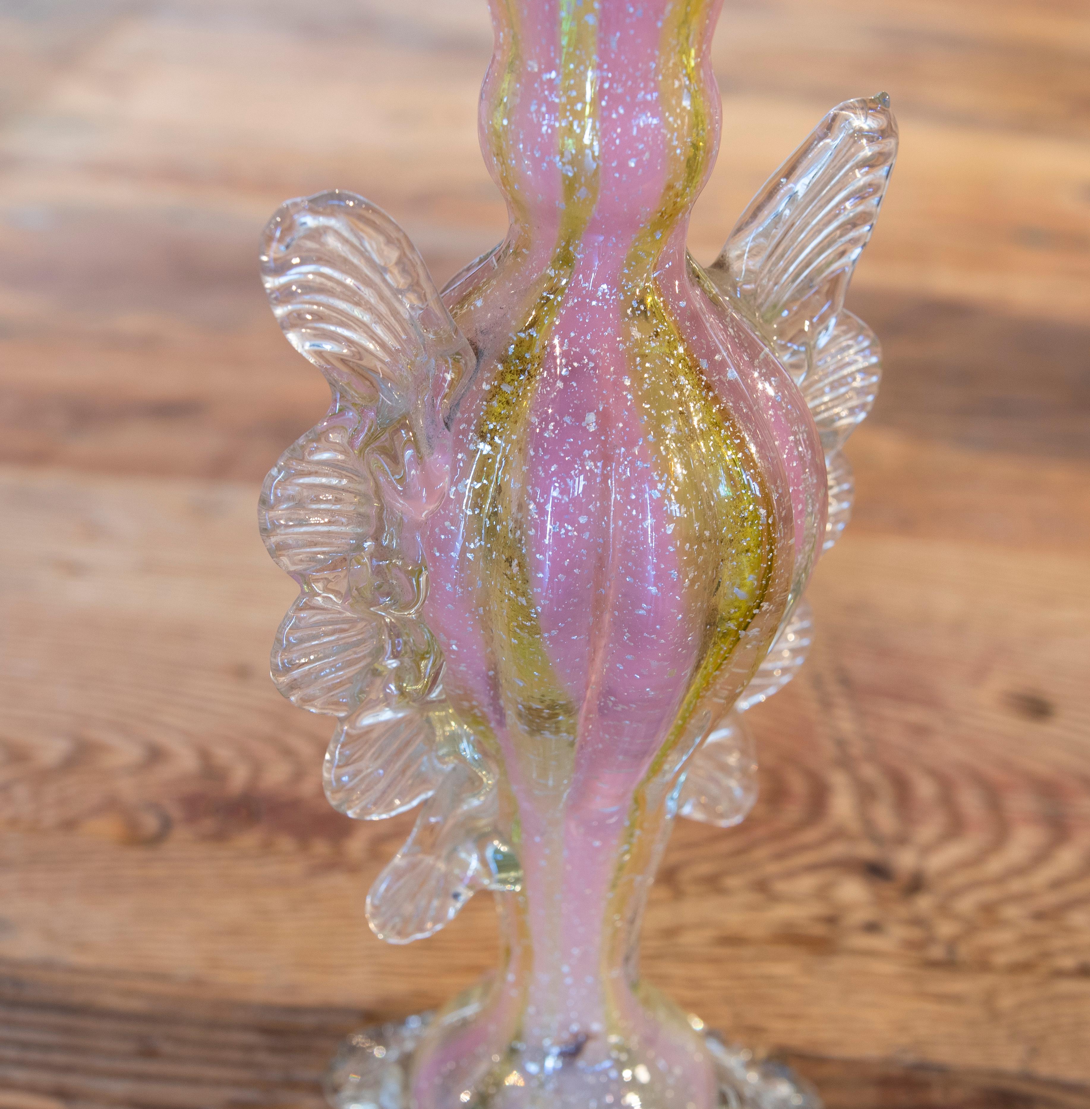 1950s Italian Pair of Murano Glass Vases in Pink Tones  For Sale 6