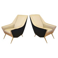 1950s Italian Pair of Silk Armchairs by I.S.A Attributed to Gio Ponti
