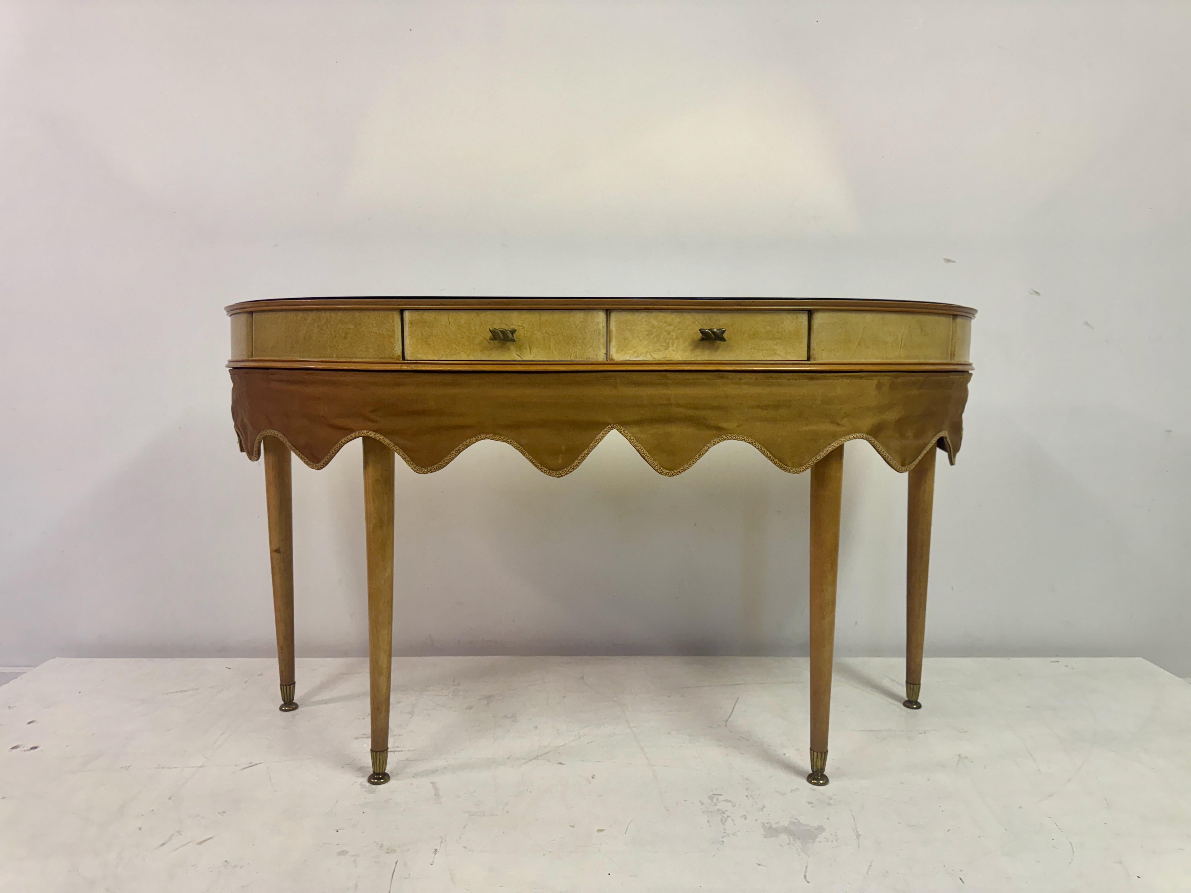 Mid-Century Modern 1950s Italian Parchment Console or Dressing Table
